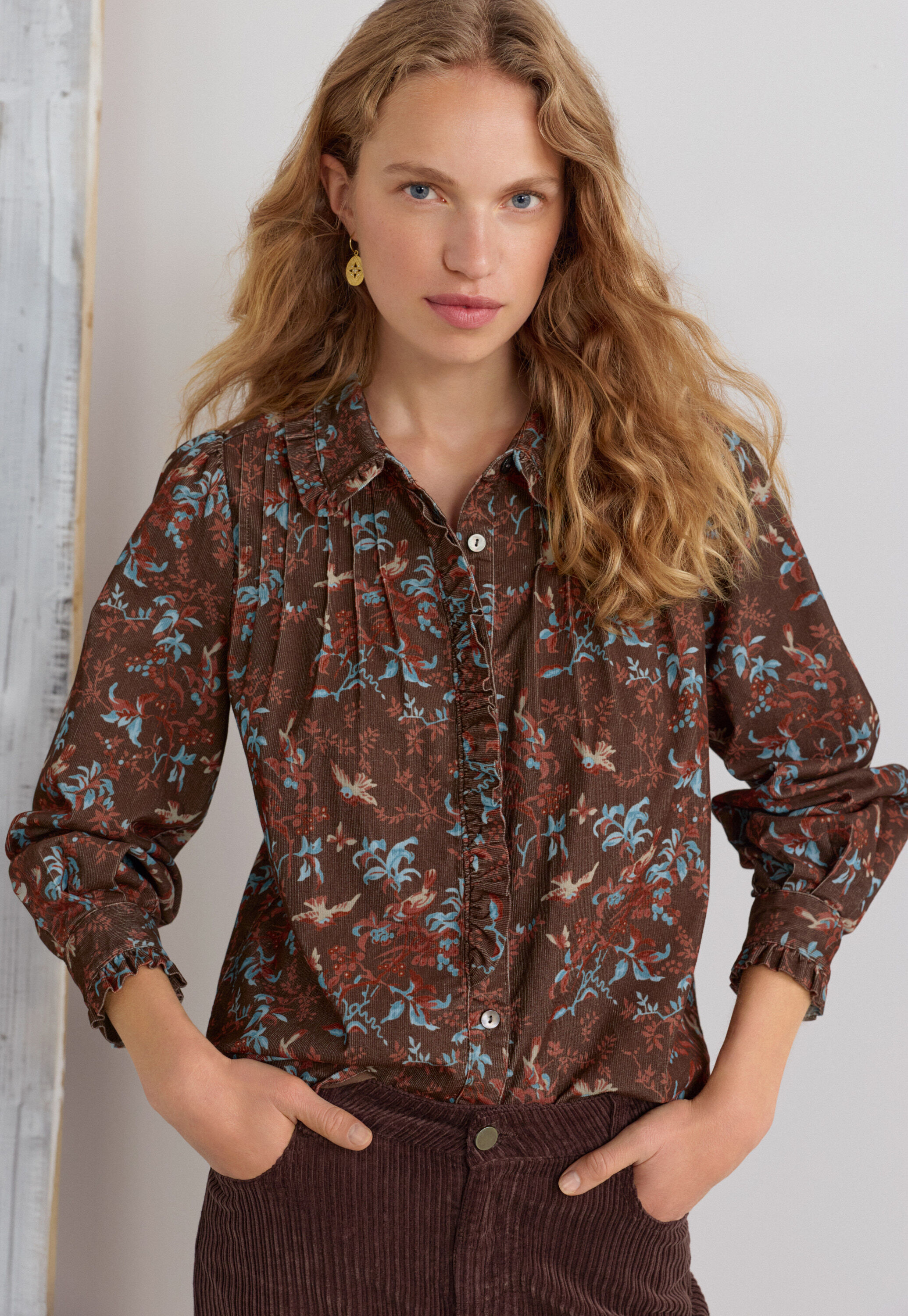 Bedruckte Faltenbluse