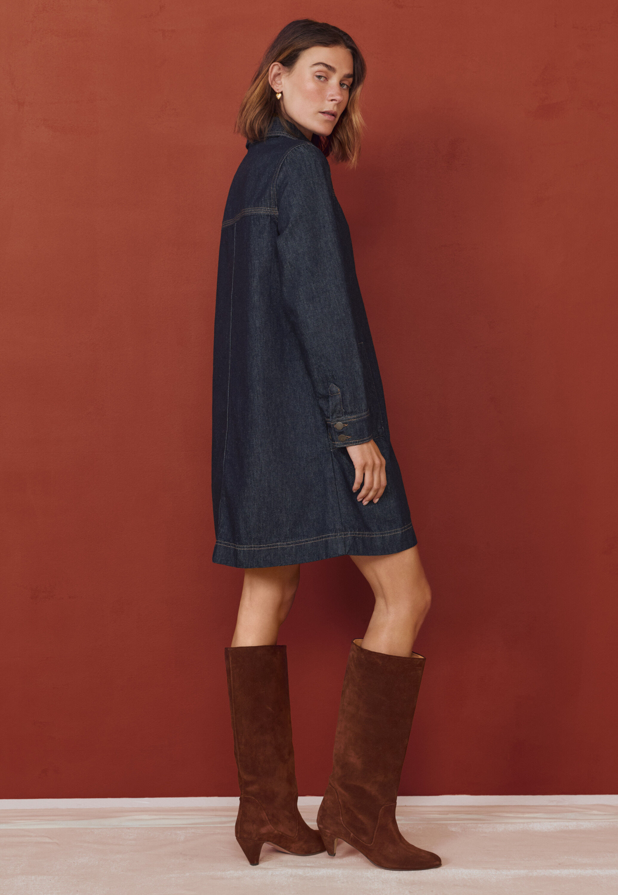 Denim-Kleid in A-Linie