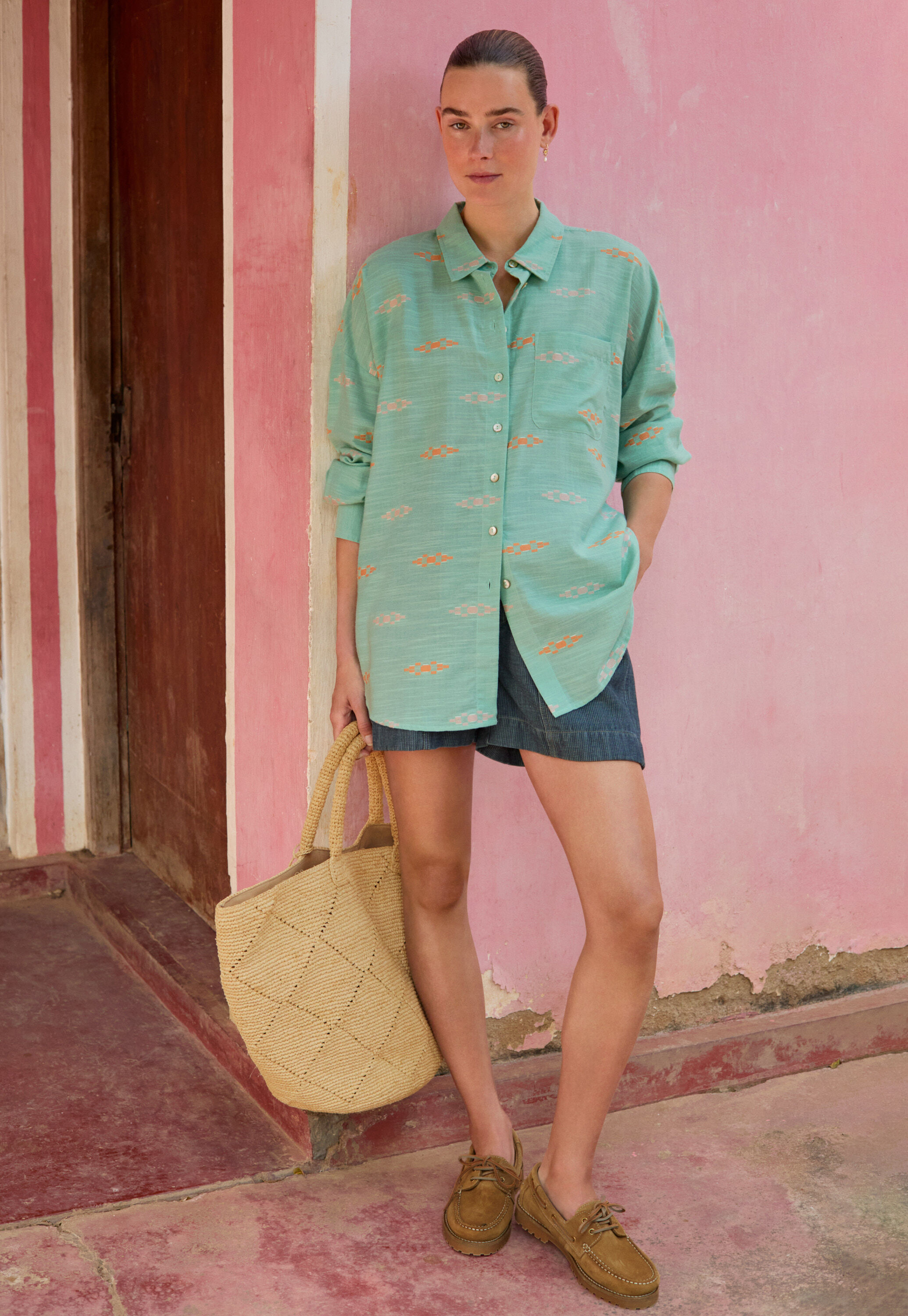 Bluse aus geklipptem Jacquard