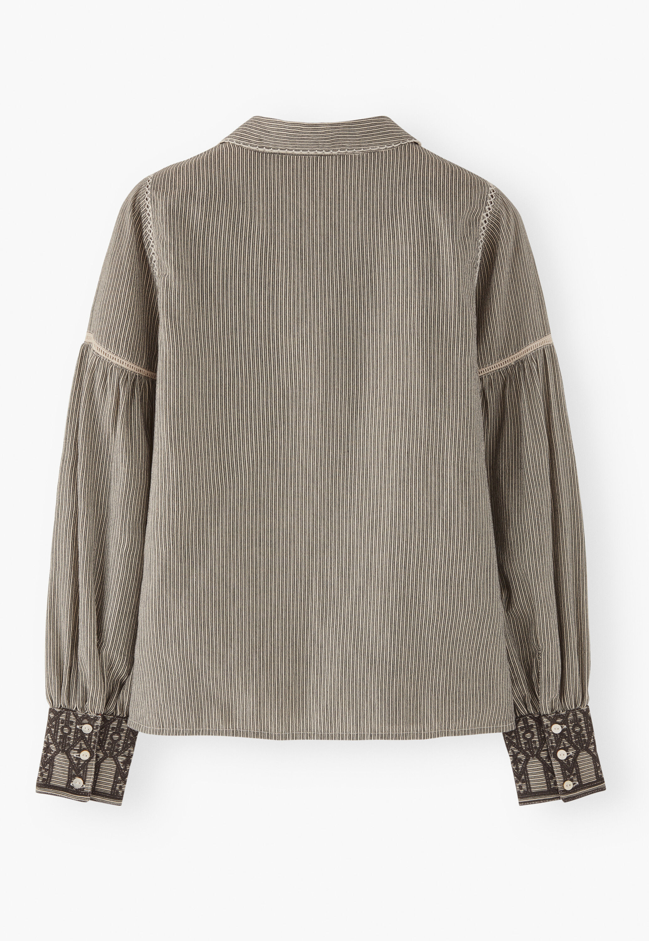 Bestickte Bluse mit eingewebten Streifen