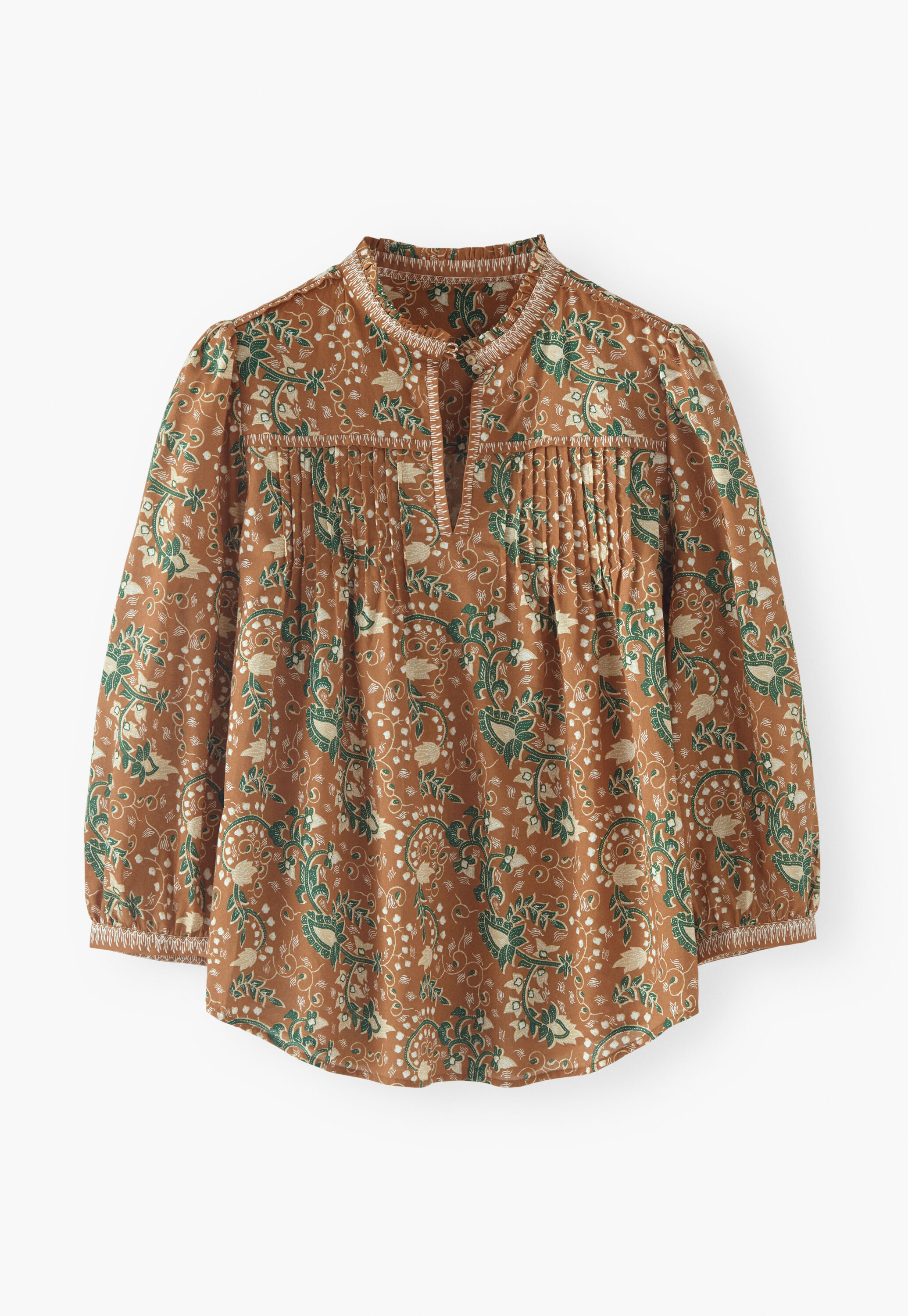 Bedruckte Bluse mit Biesen