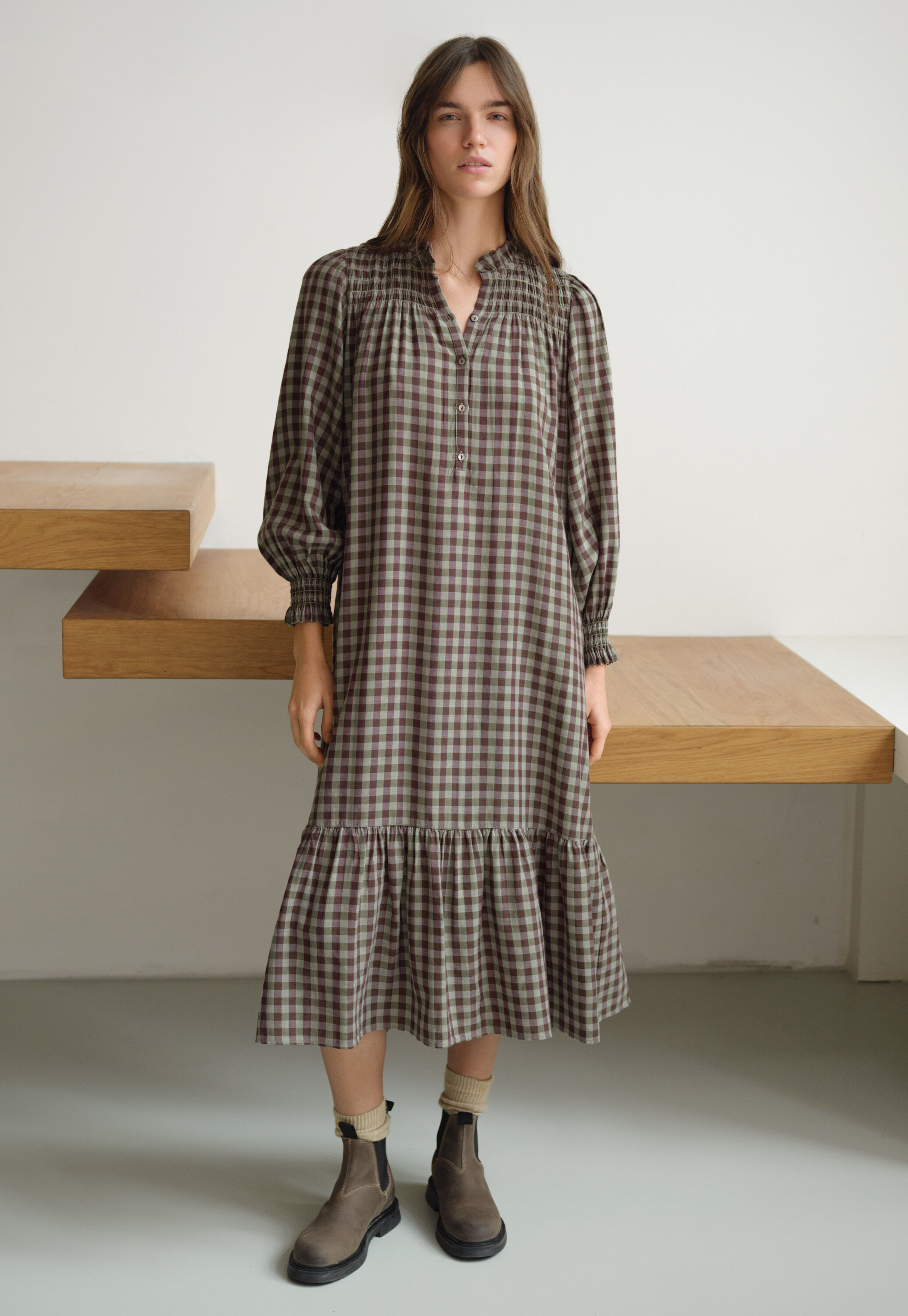 Kleid aus Lyocell, Baumwolle und Wolle