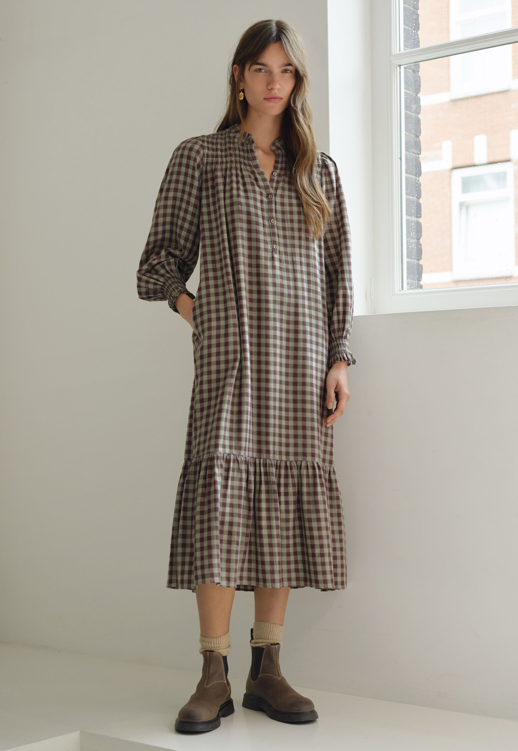 Kleid aus Lyocell, Baumwolle und Wolle