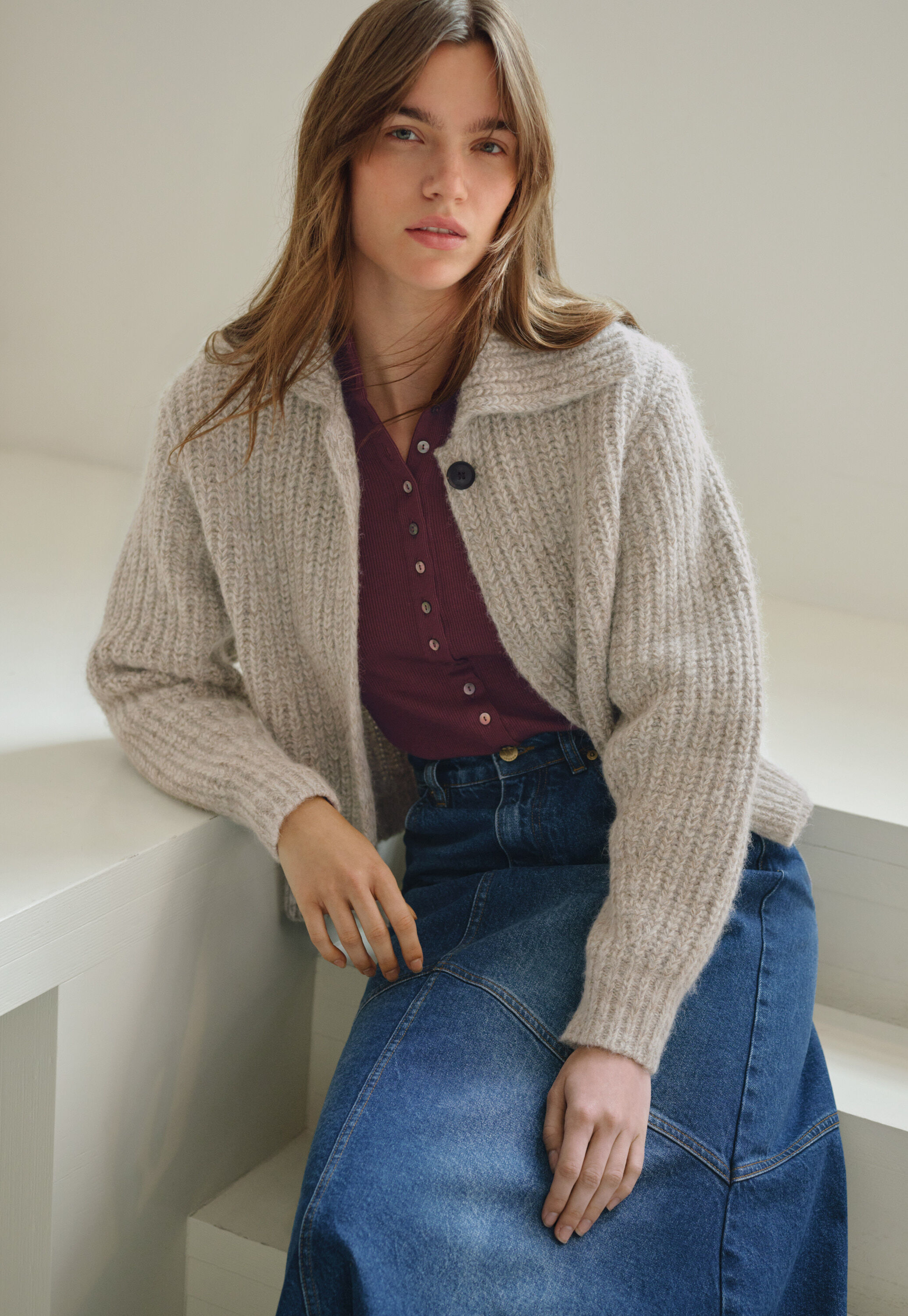 Ausgestellter Maxirock aus Denim