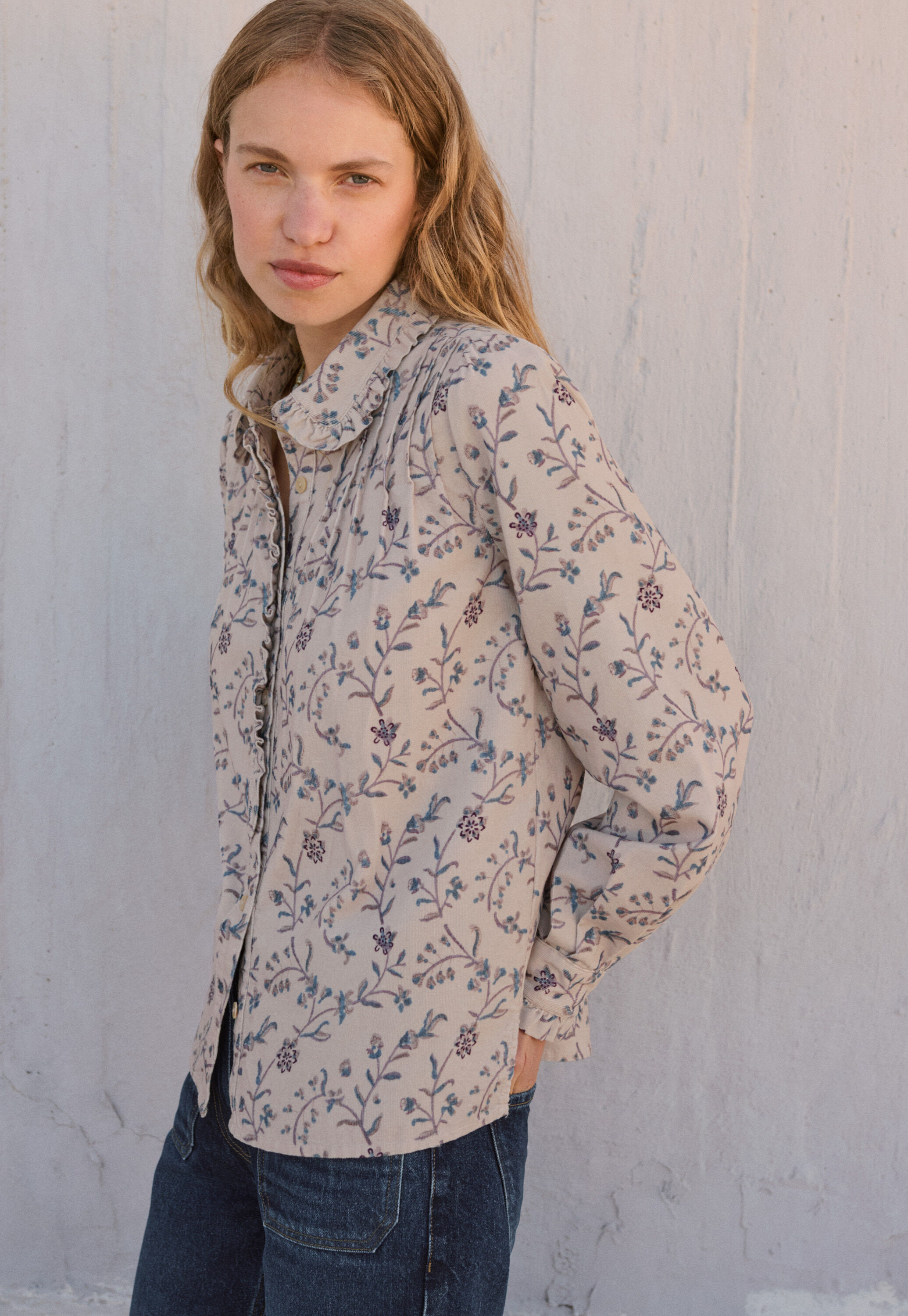 Bedruckte Faltenbluse