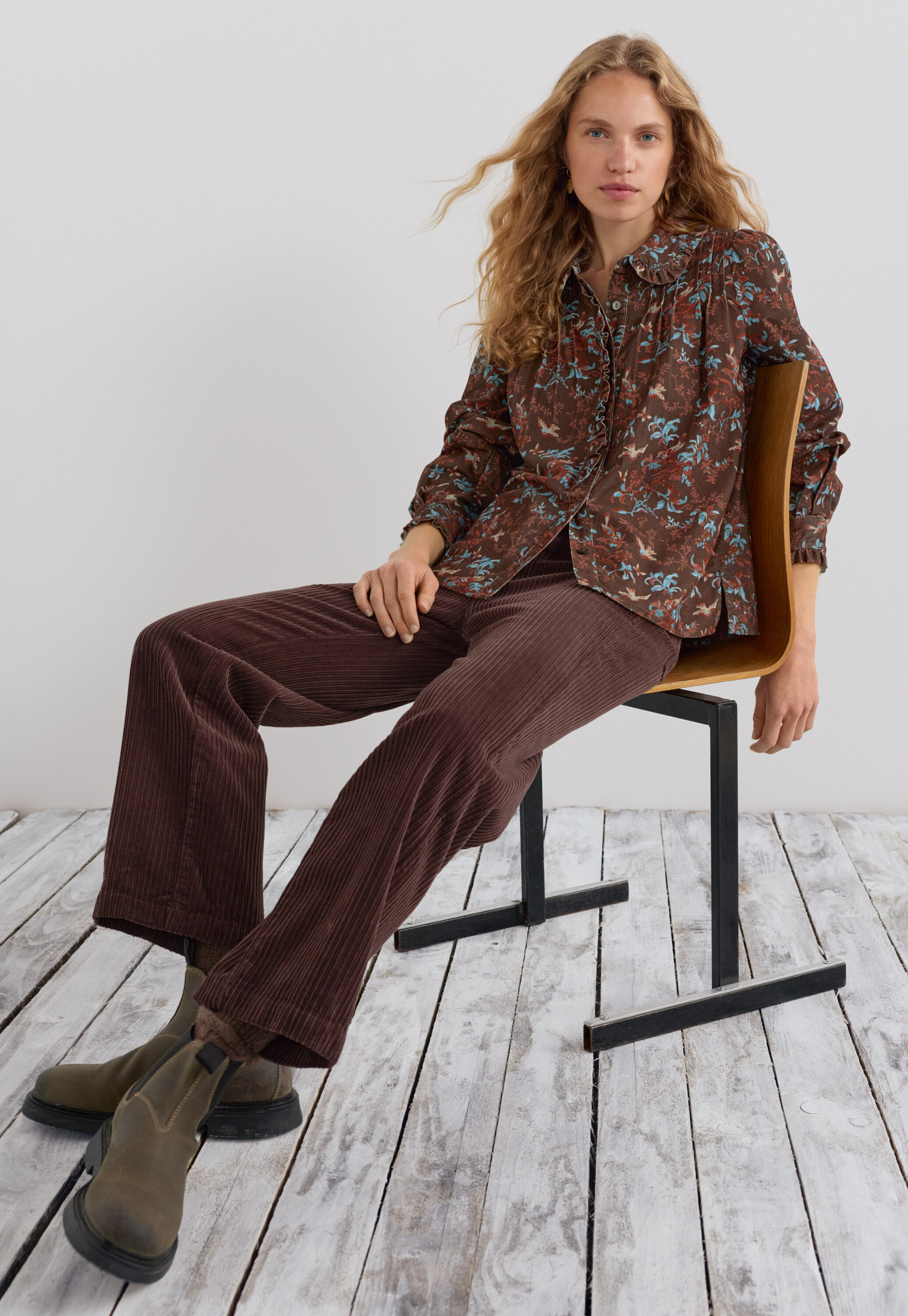 Bedruckte Faltenbluse