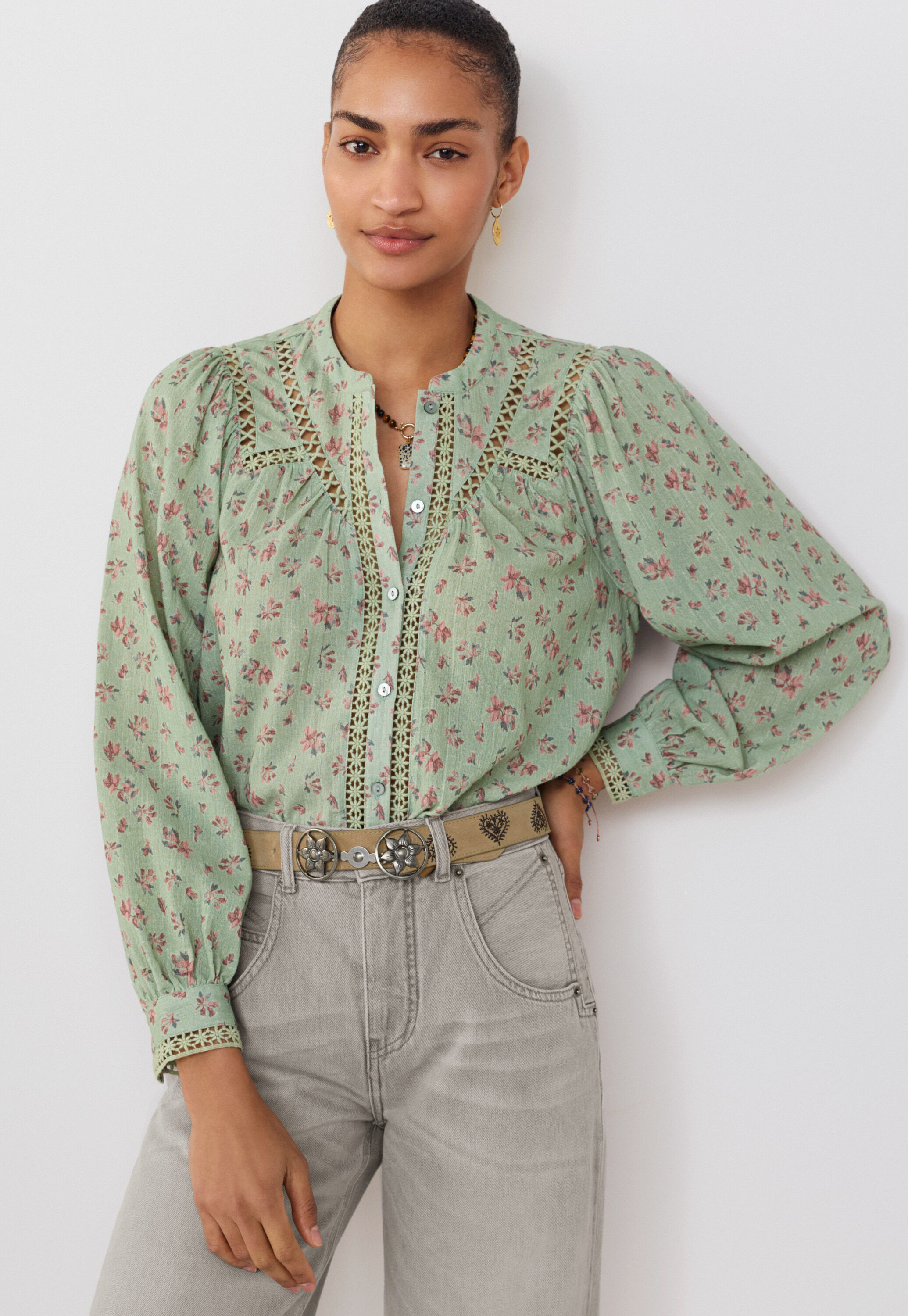 Gaze-Bluse mit Print