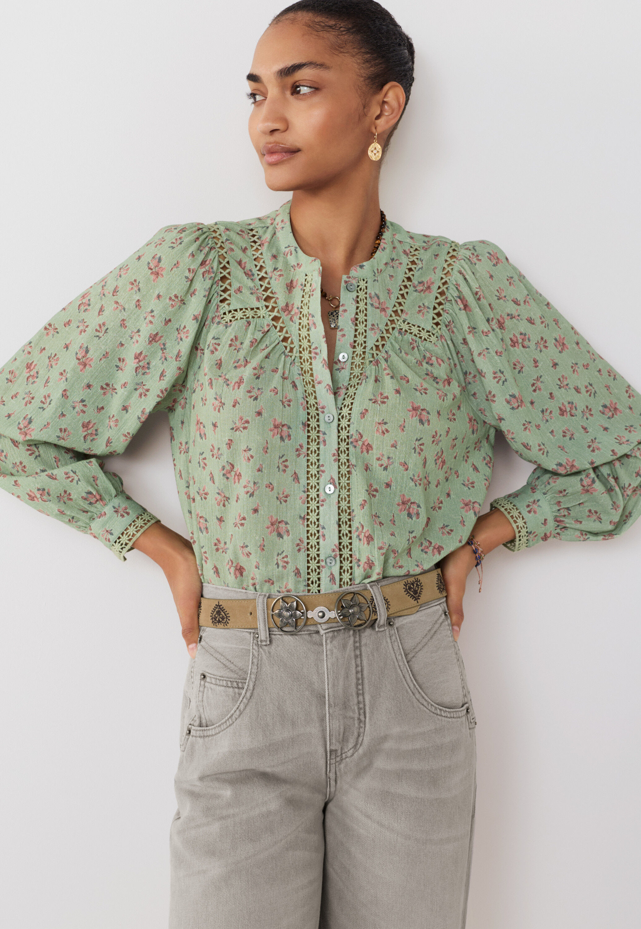 Gaze-Bluse mit Print