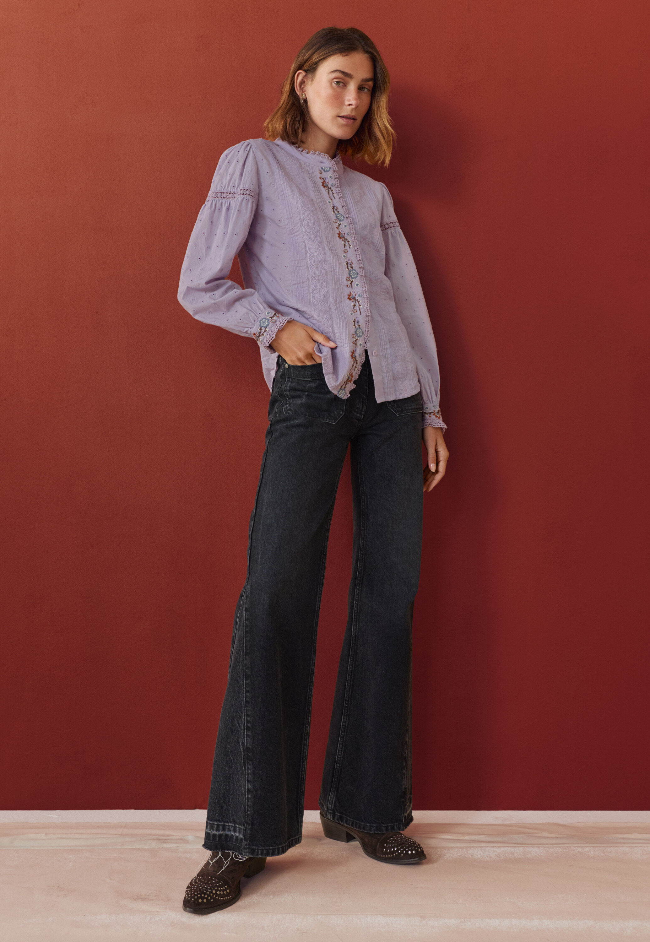 Bestickte Broderie-Bluse