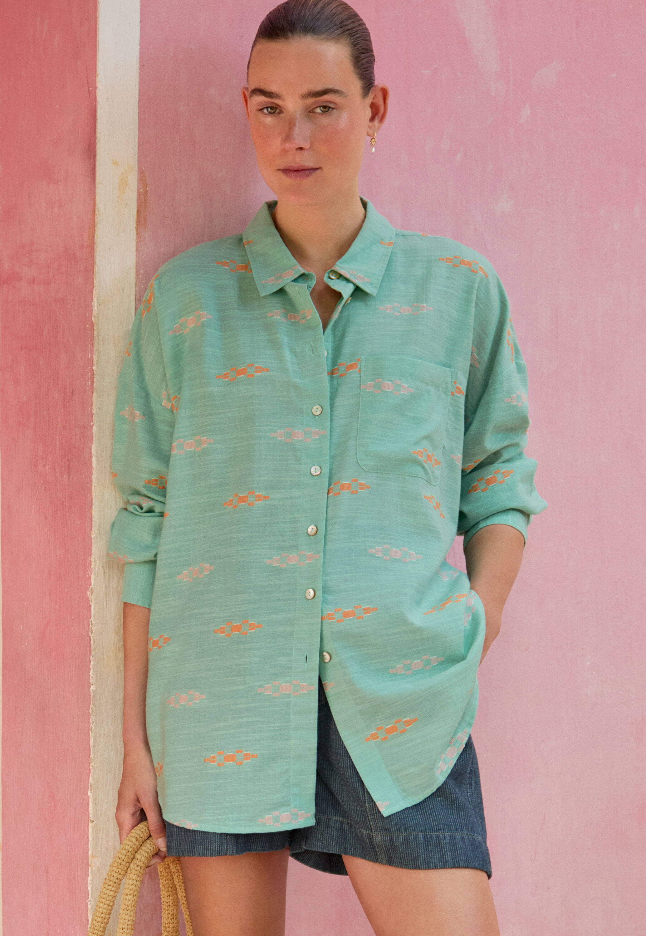Bluse aus geklipptem Jacquard