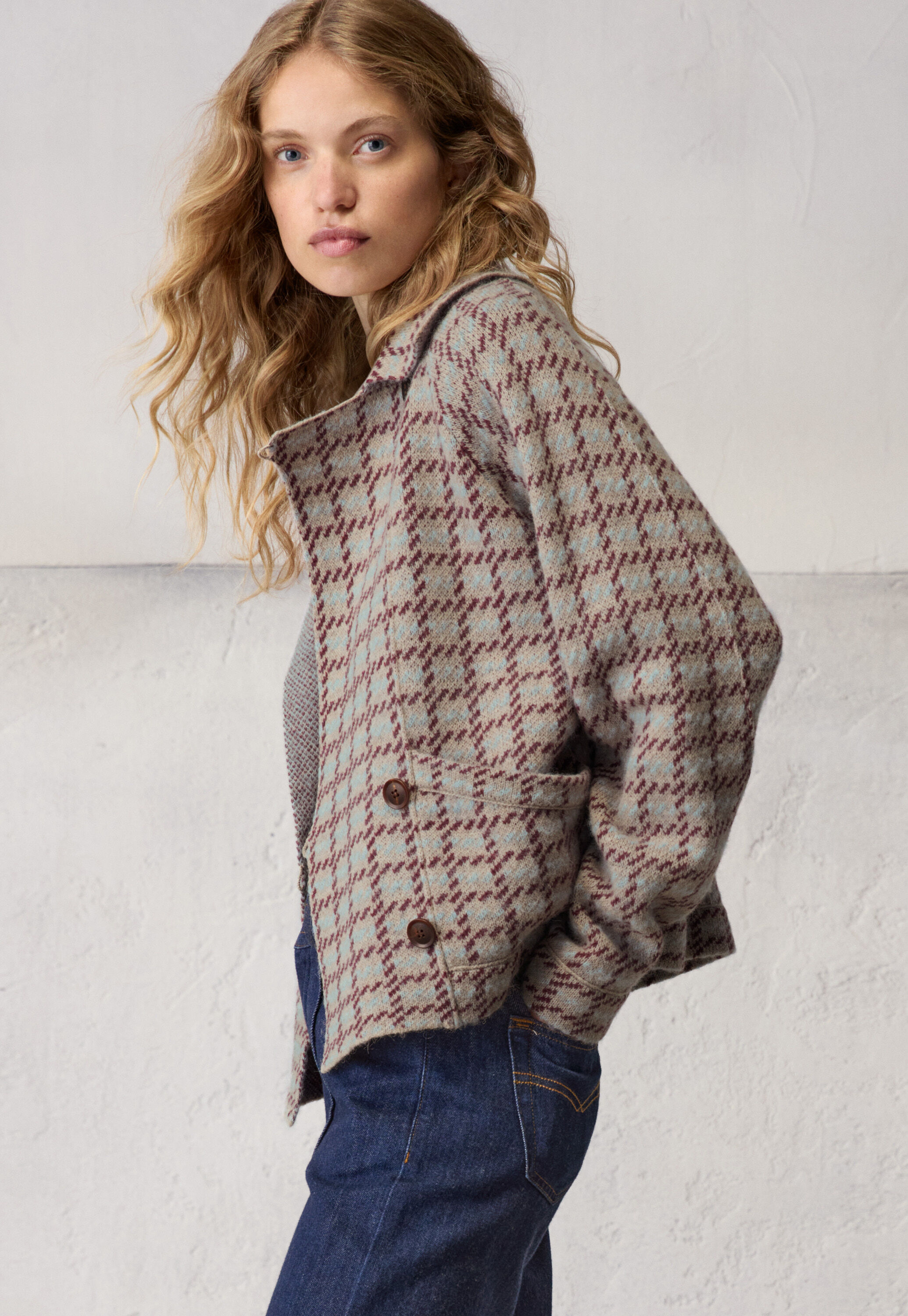 Gestrickte Karojacke