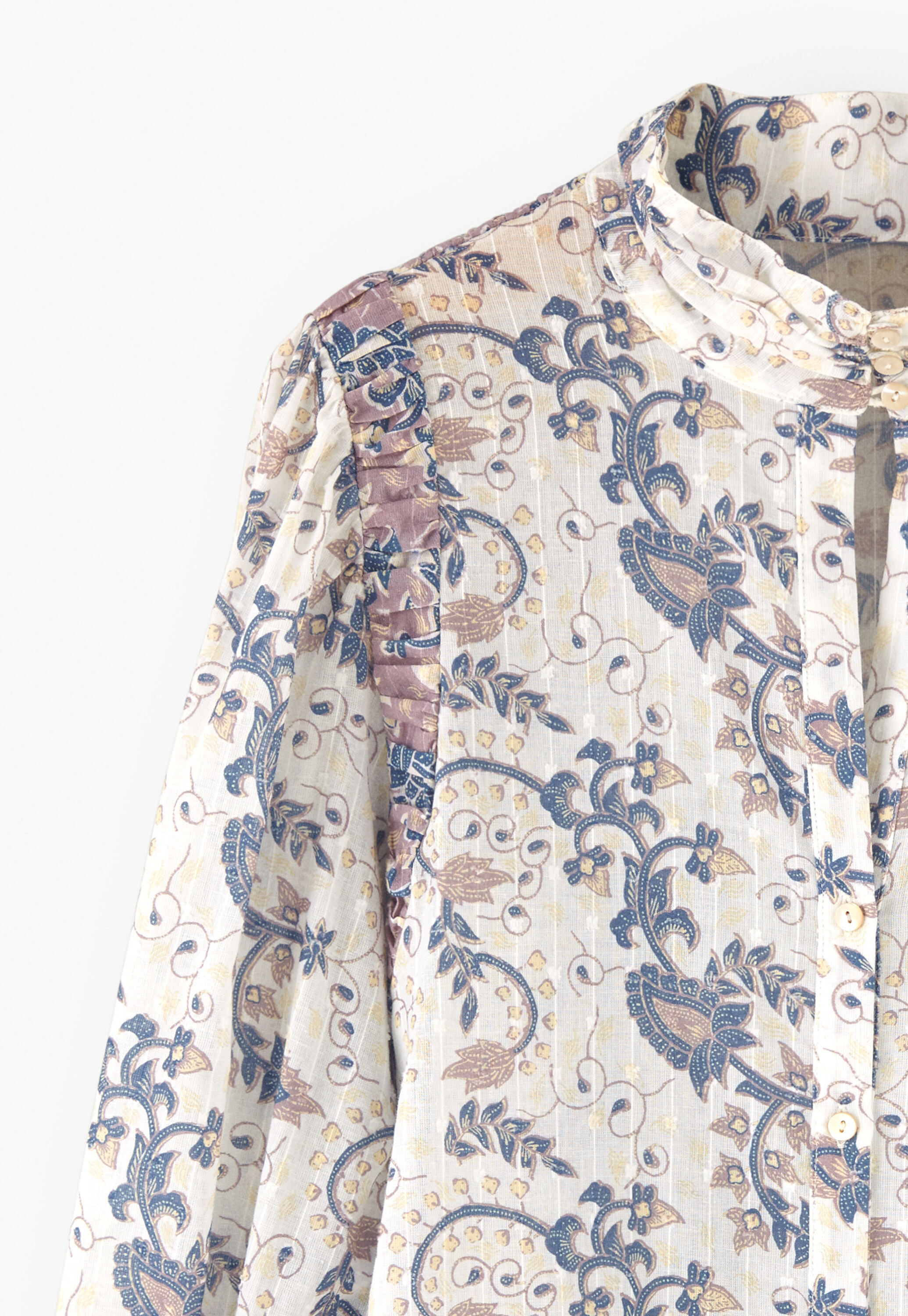 Bedruckte Bluse mit hohem Halsausschnitt