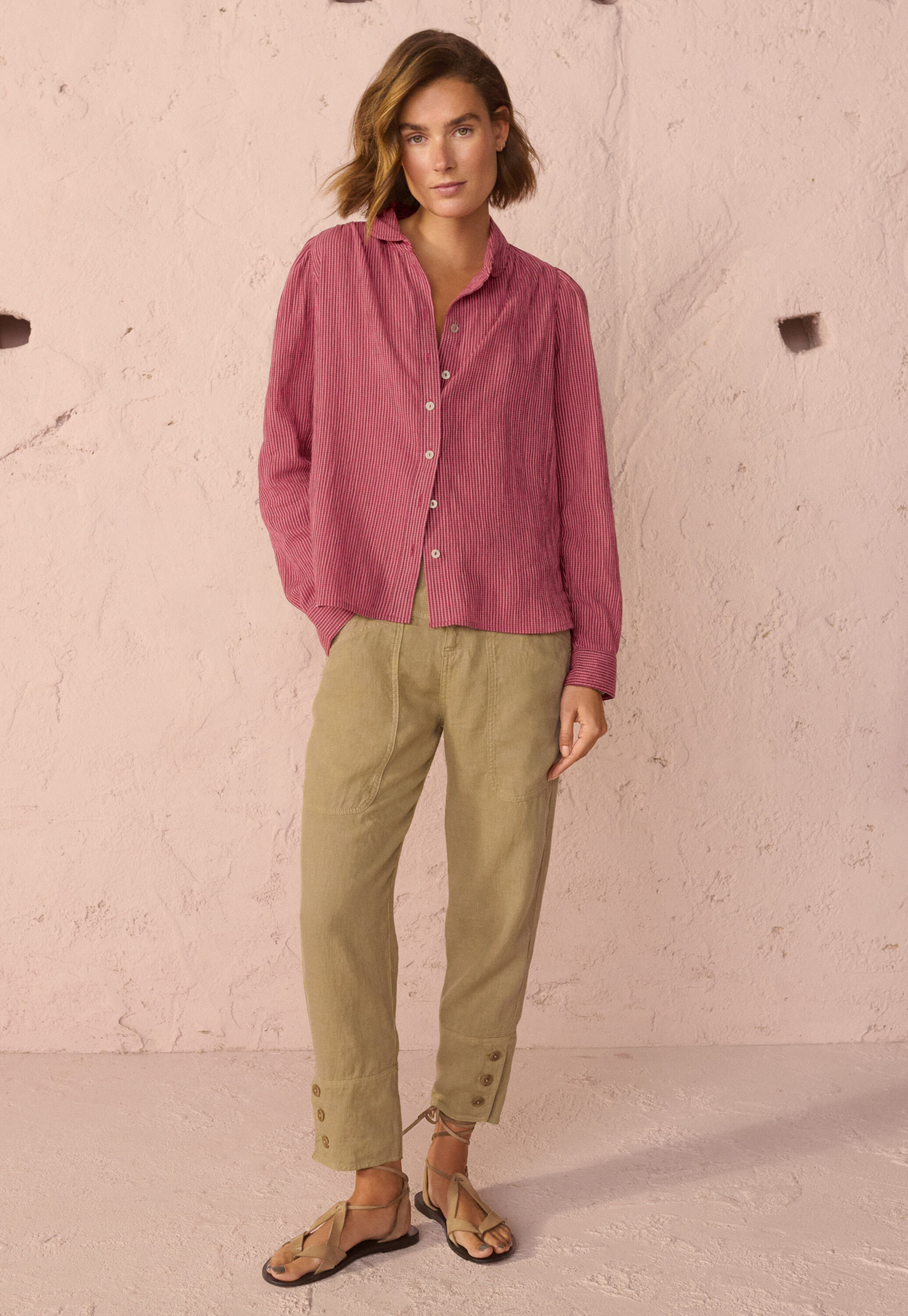 Gestreifte Crinkle-Bluse