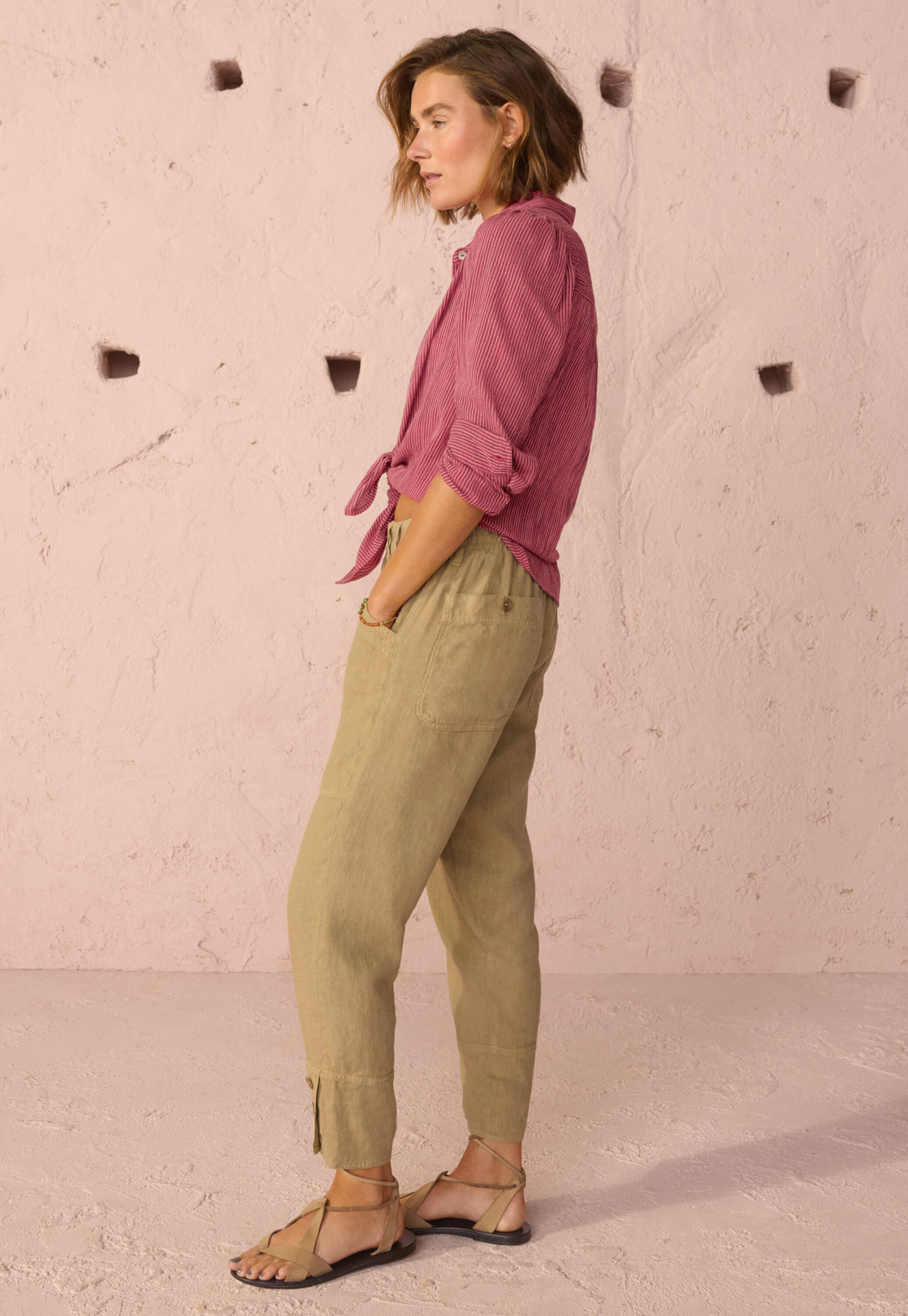 Gestreifte Crinkle-Bluse