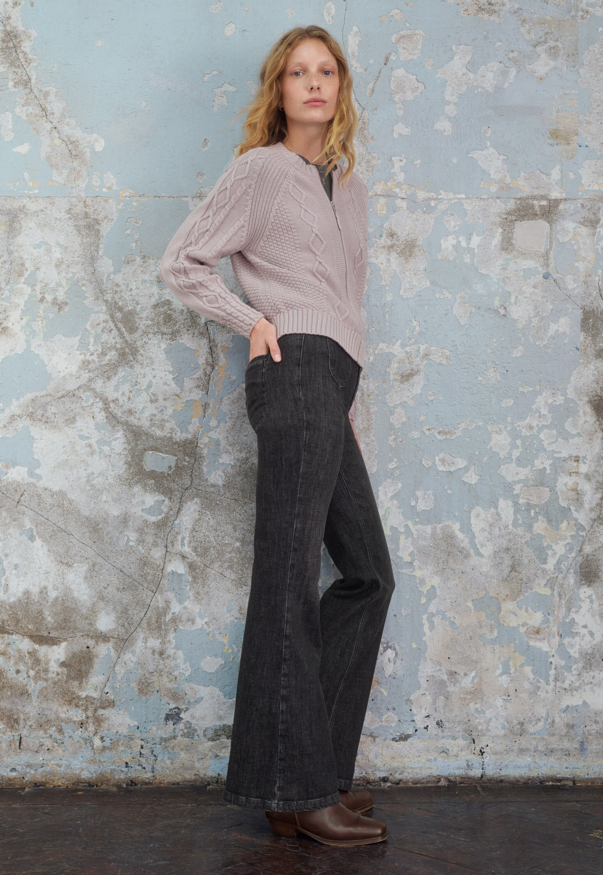 Cardigan mit Zopfmuster