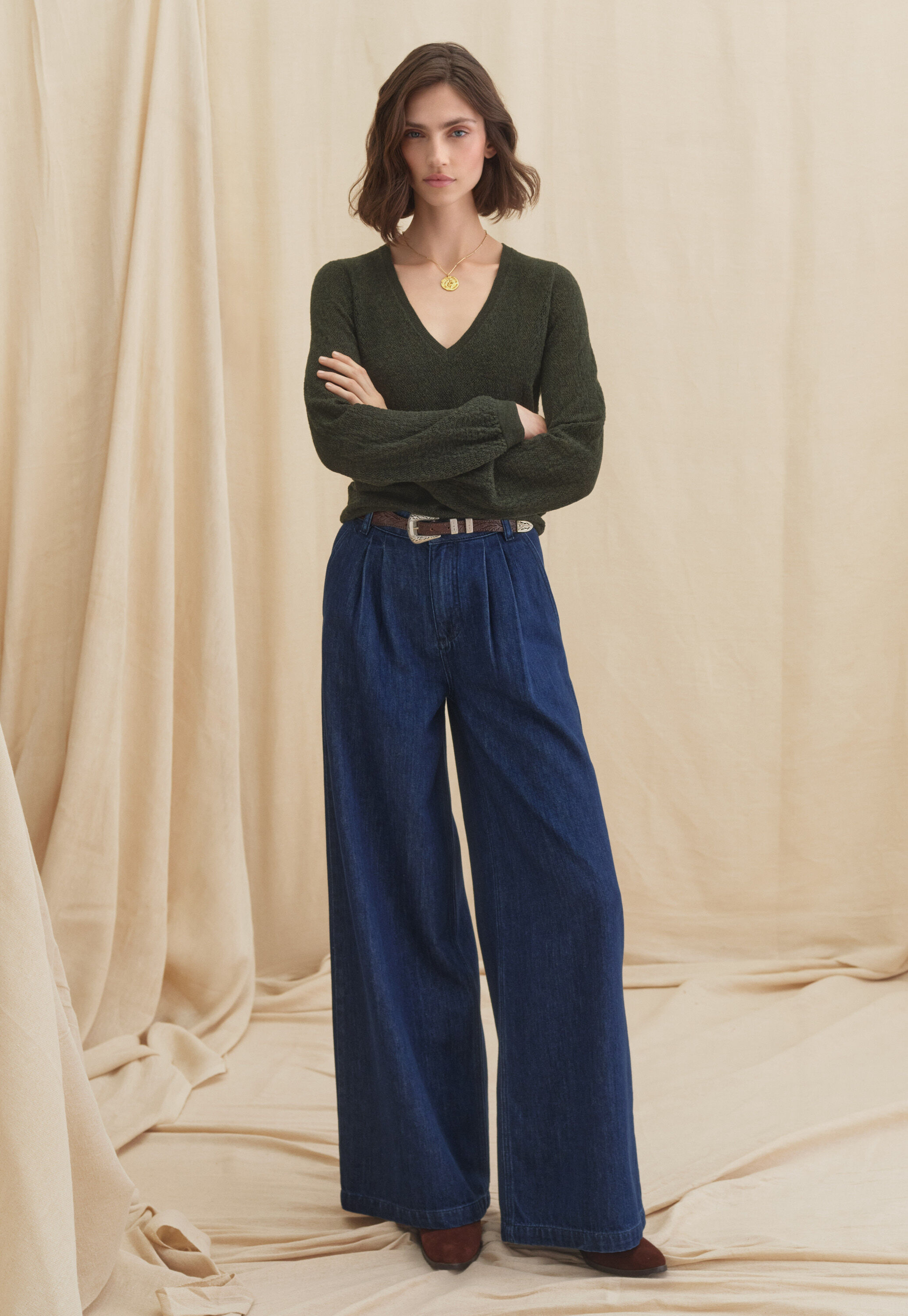 Weiche Jeans mit weitem Bein