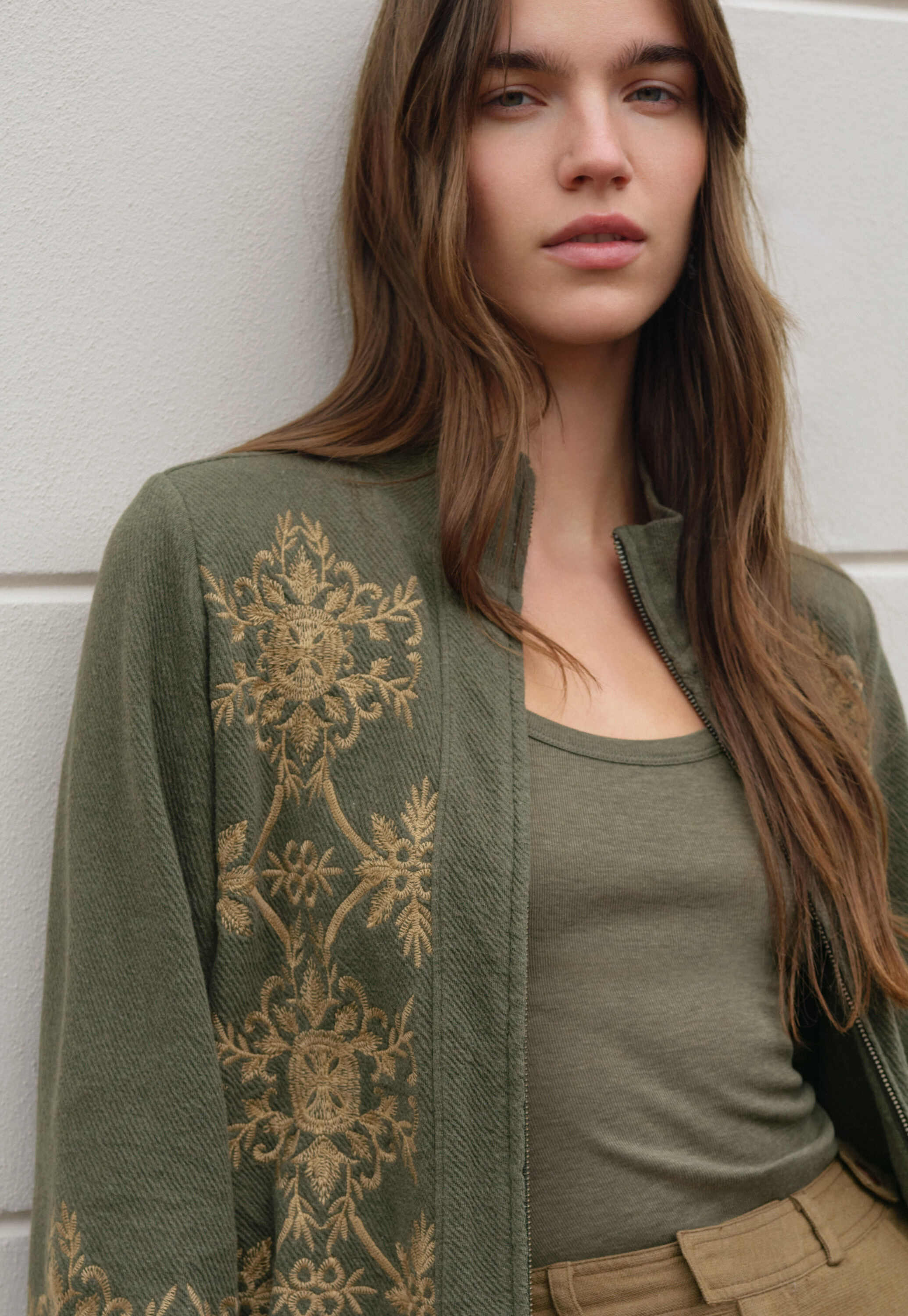 Bestickte Jersey-Jacke