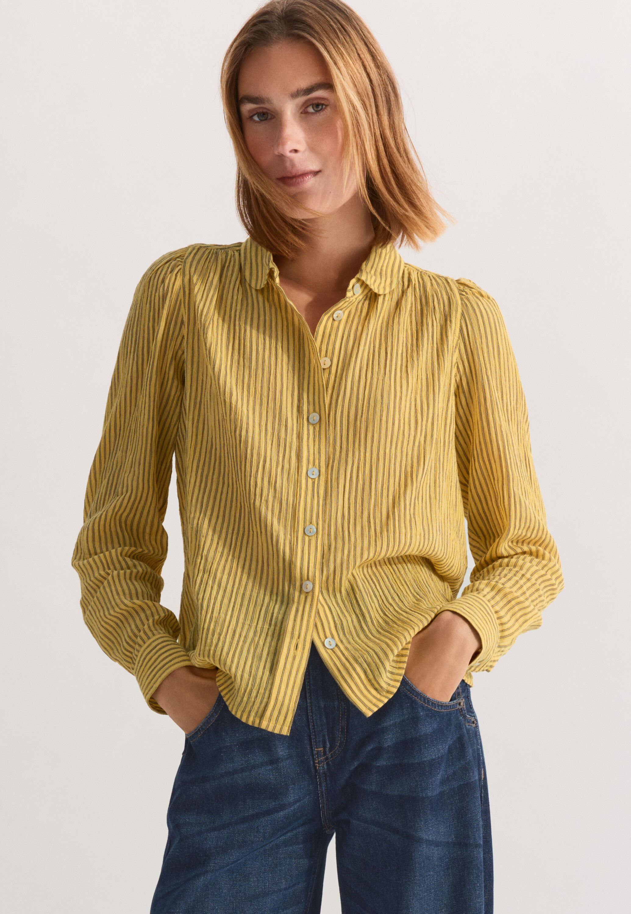 Gestreifte Crinkle-Bluse