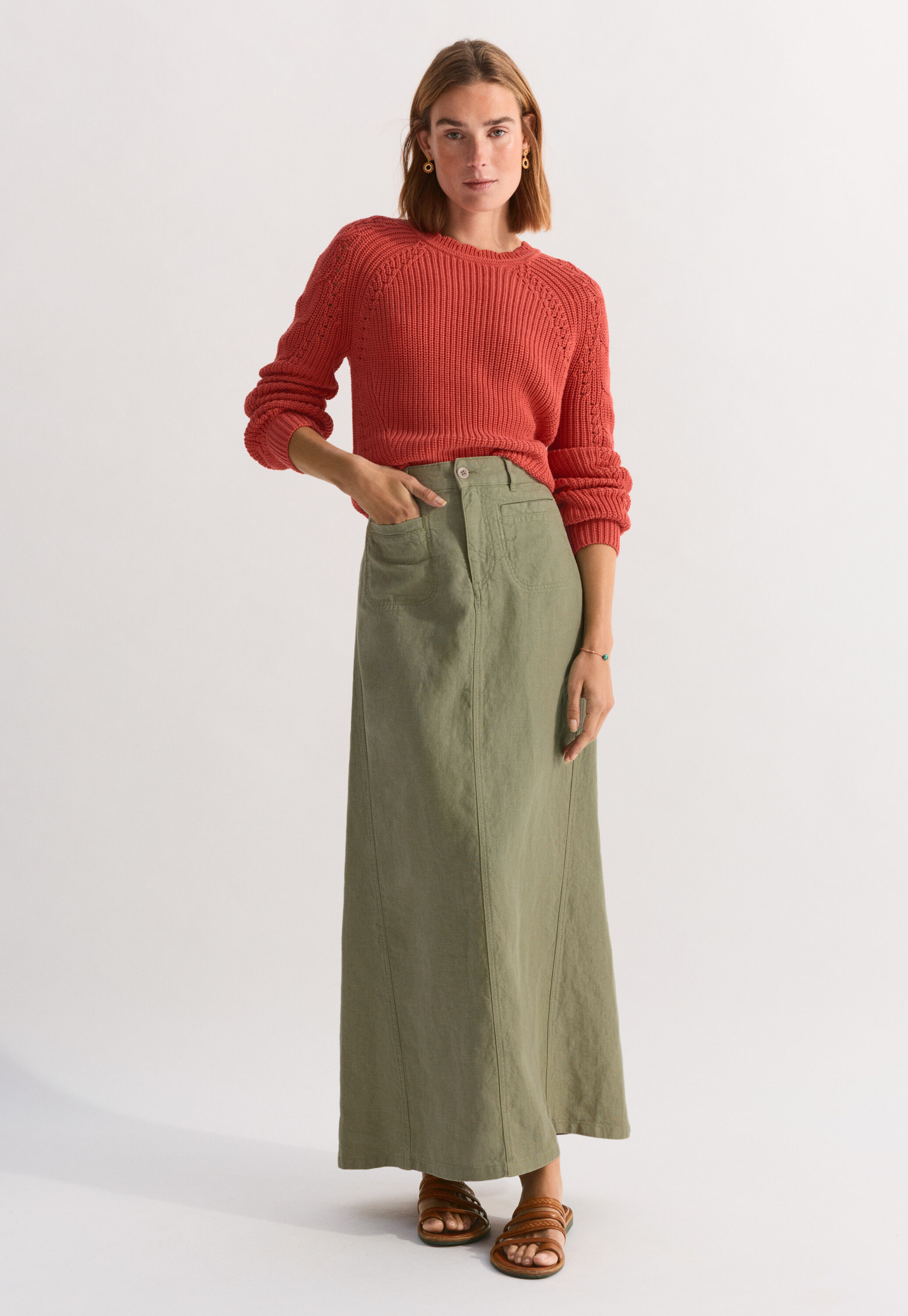Pullover mit Zopfmuster&auml;rmeln