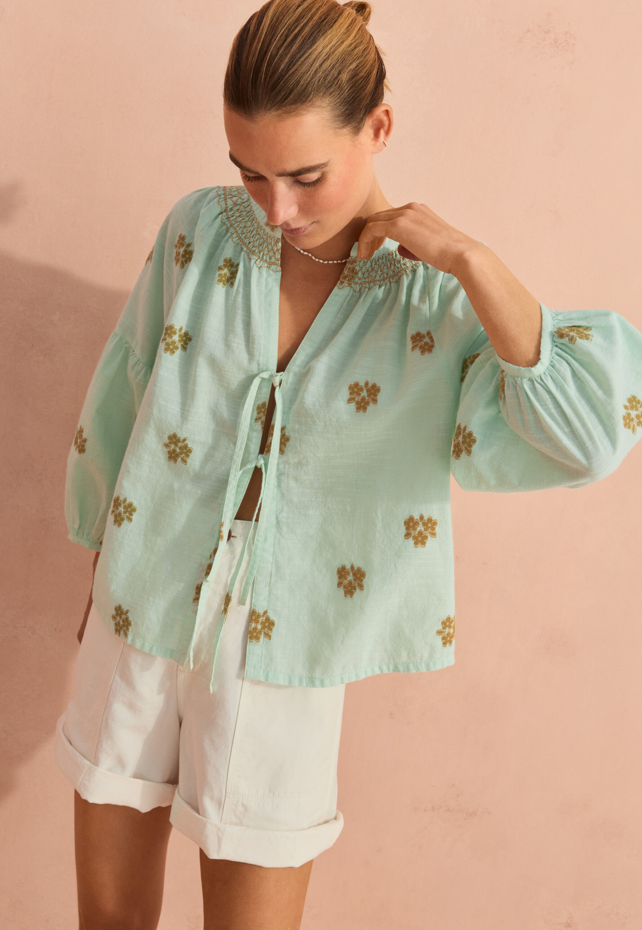 Bluse aus geklipptem Jacquard