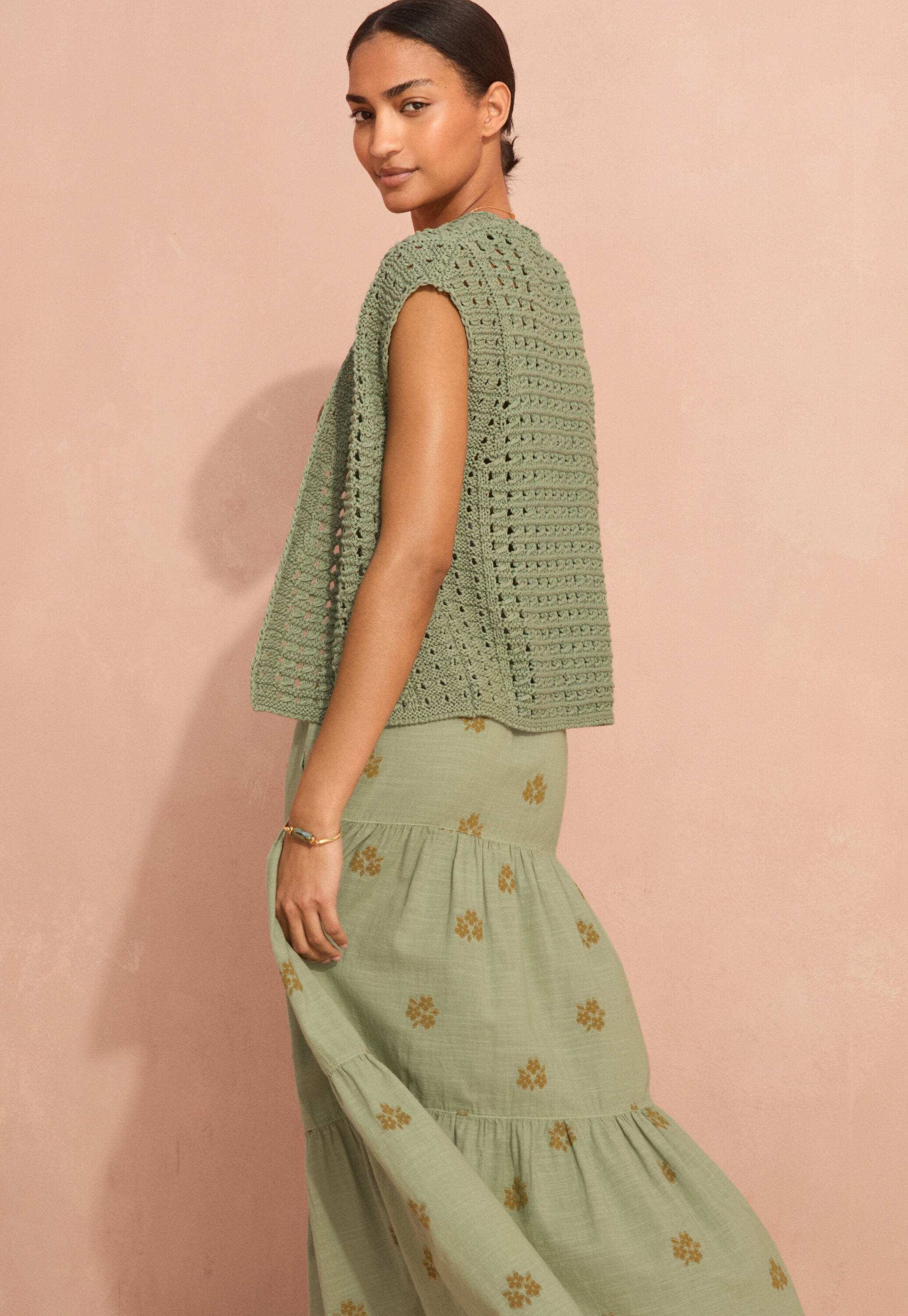 Stufenrock aus Blumen-Jacquard