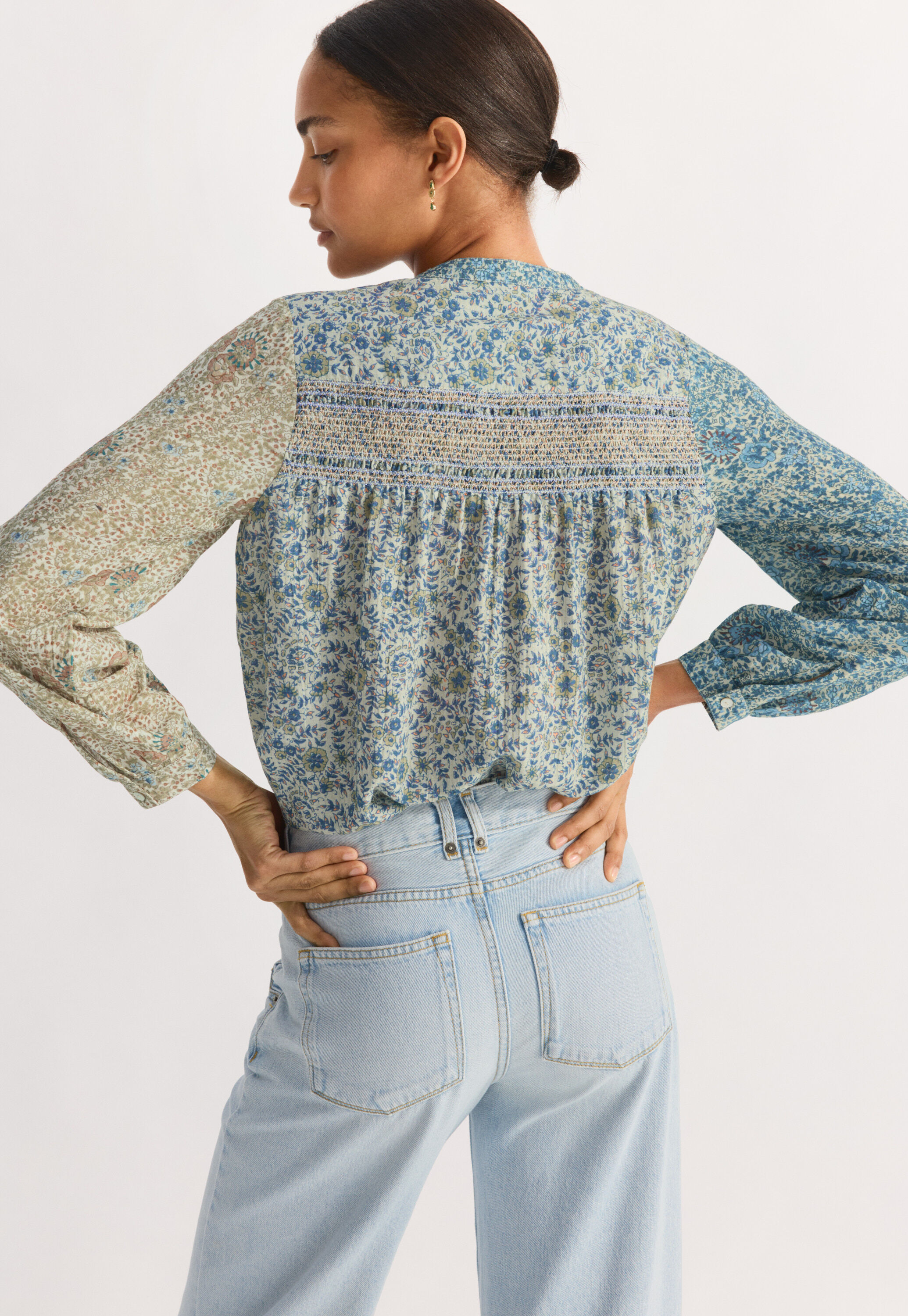 Print-Bluse mit Kr&auml;uselungen