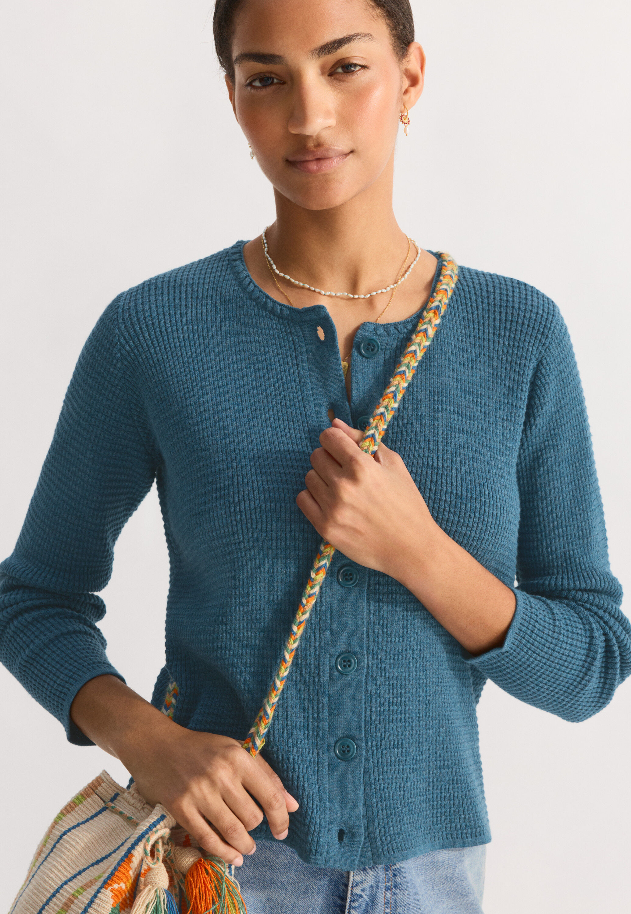 Cardigan im Waffelmuster
