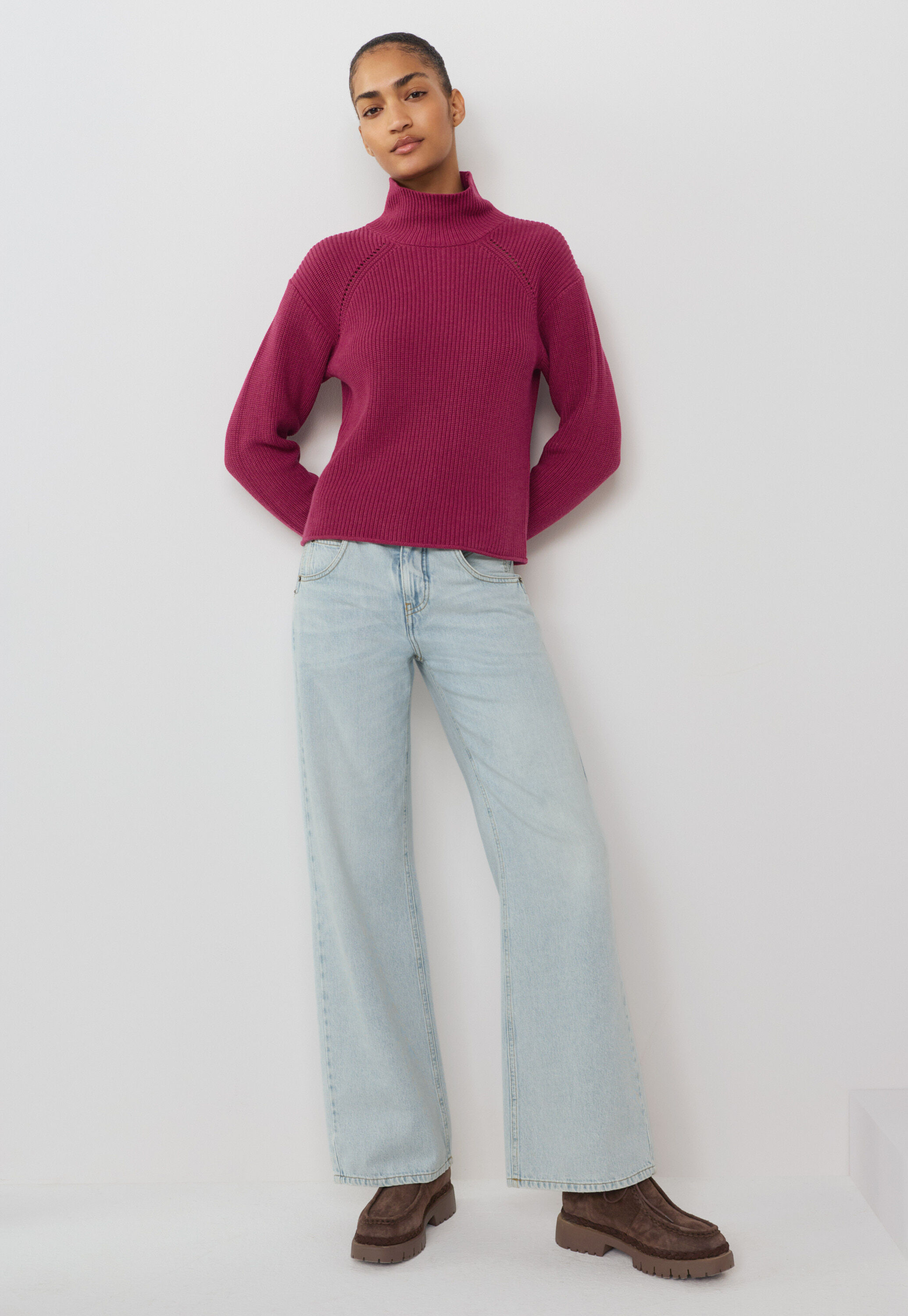 Gerippter Rollkragenpullover