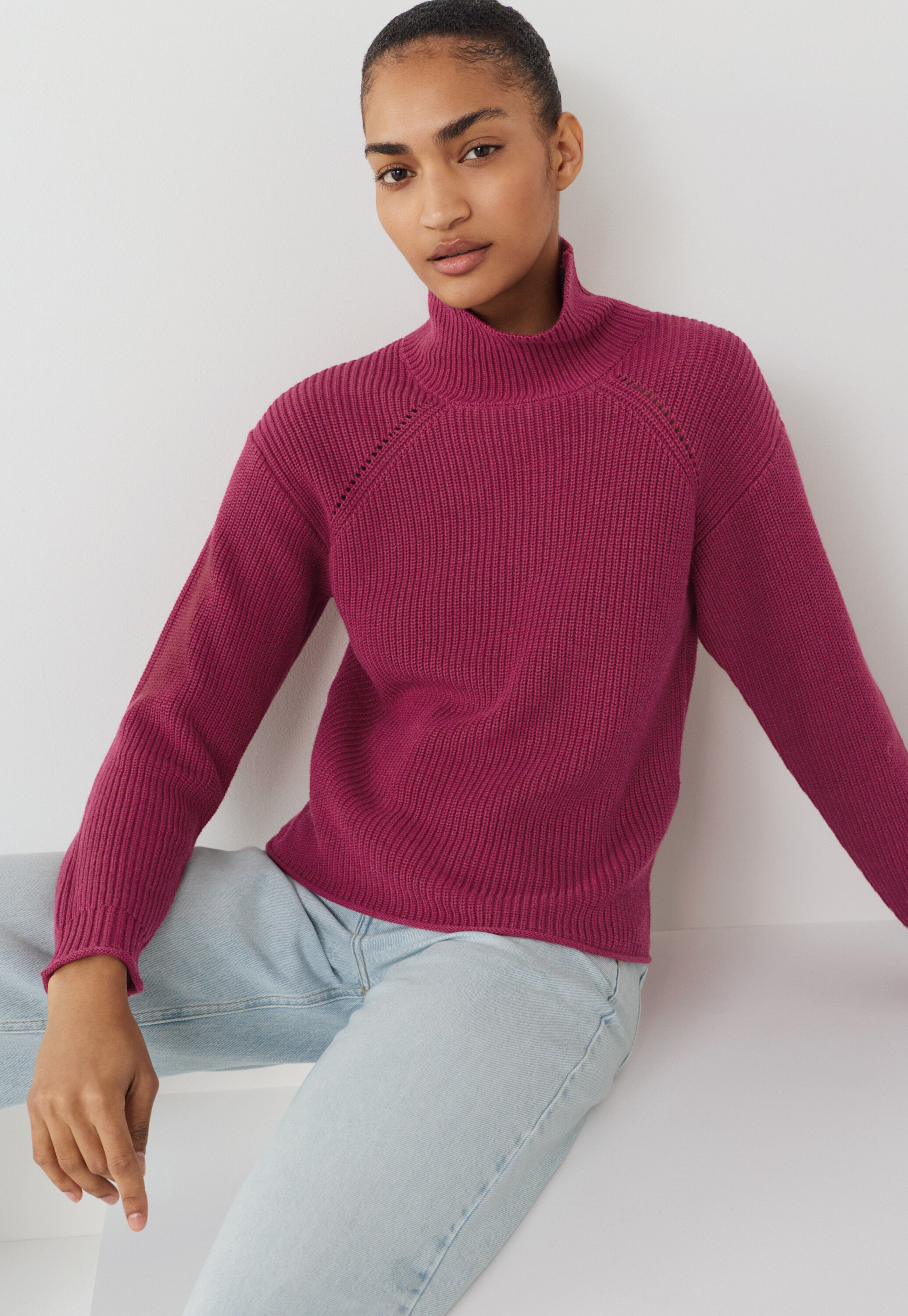 Gerippter Rollkragenpullover