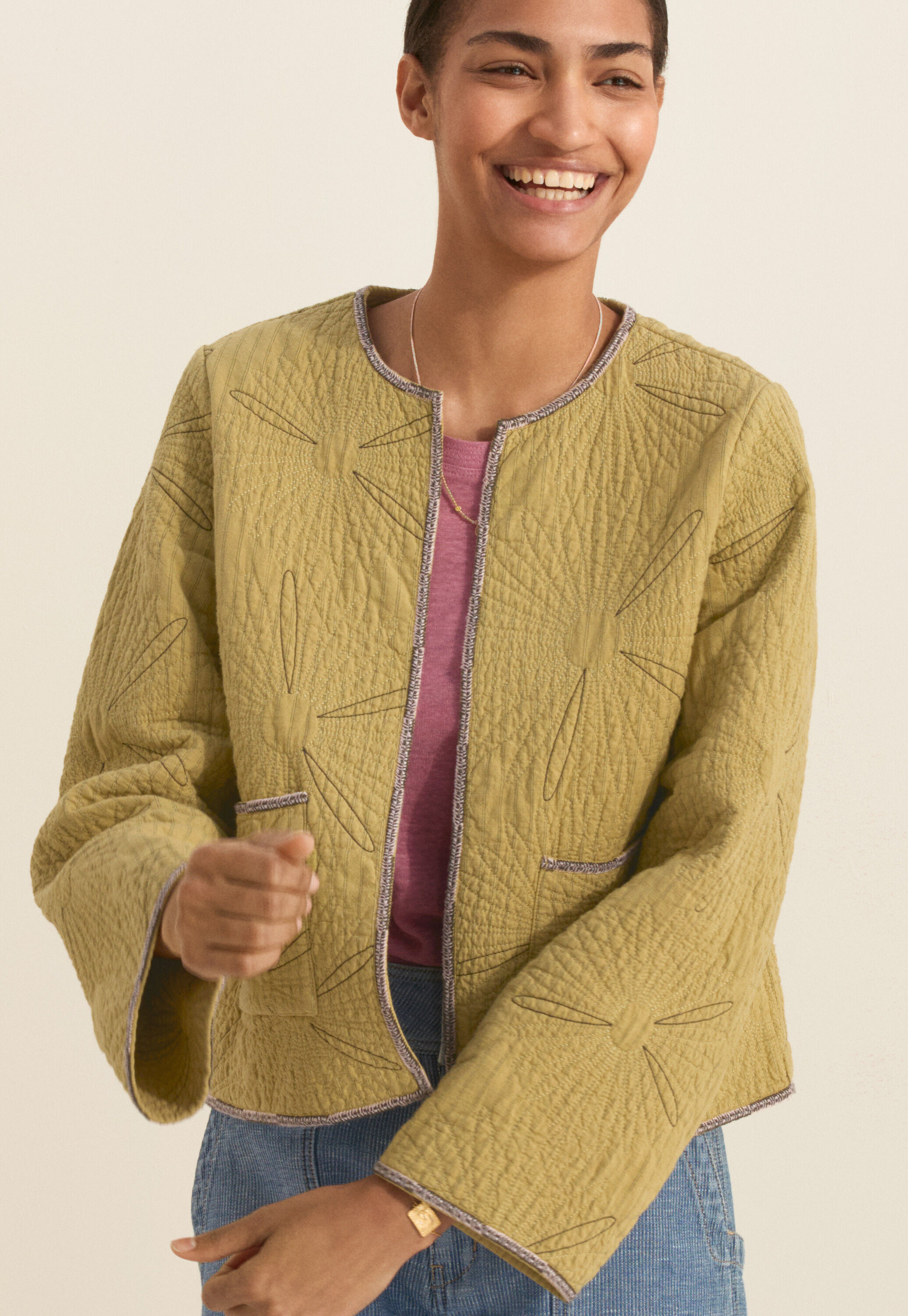 Steppjacke mit G&auml;nsebl&uuml;mchen