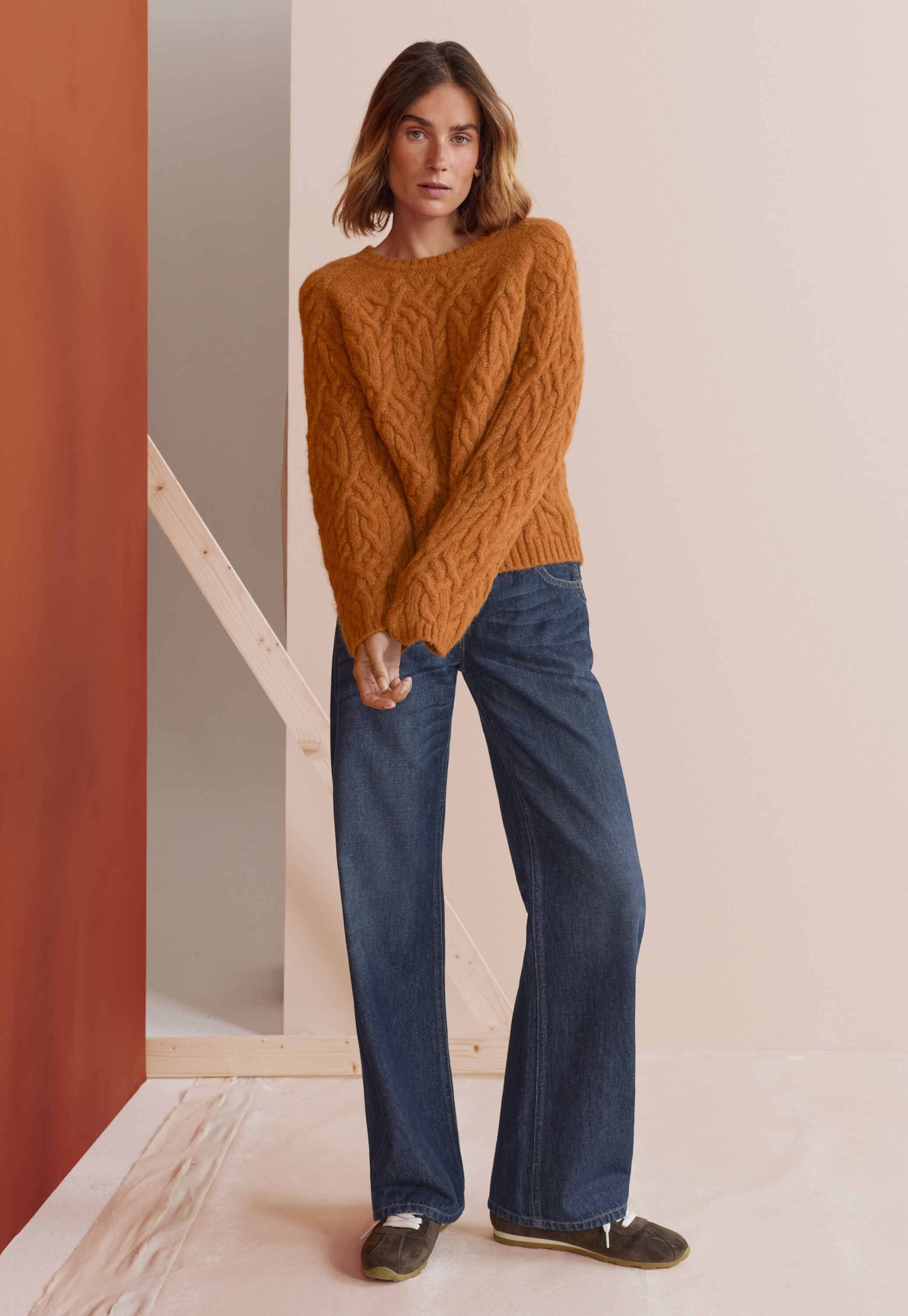 Zopfmuster-Pullover