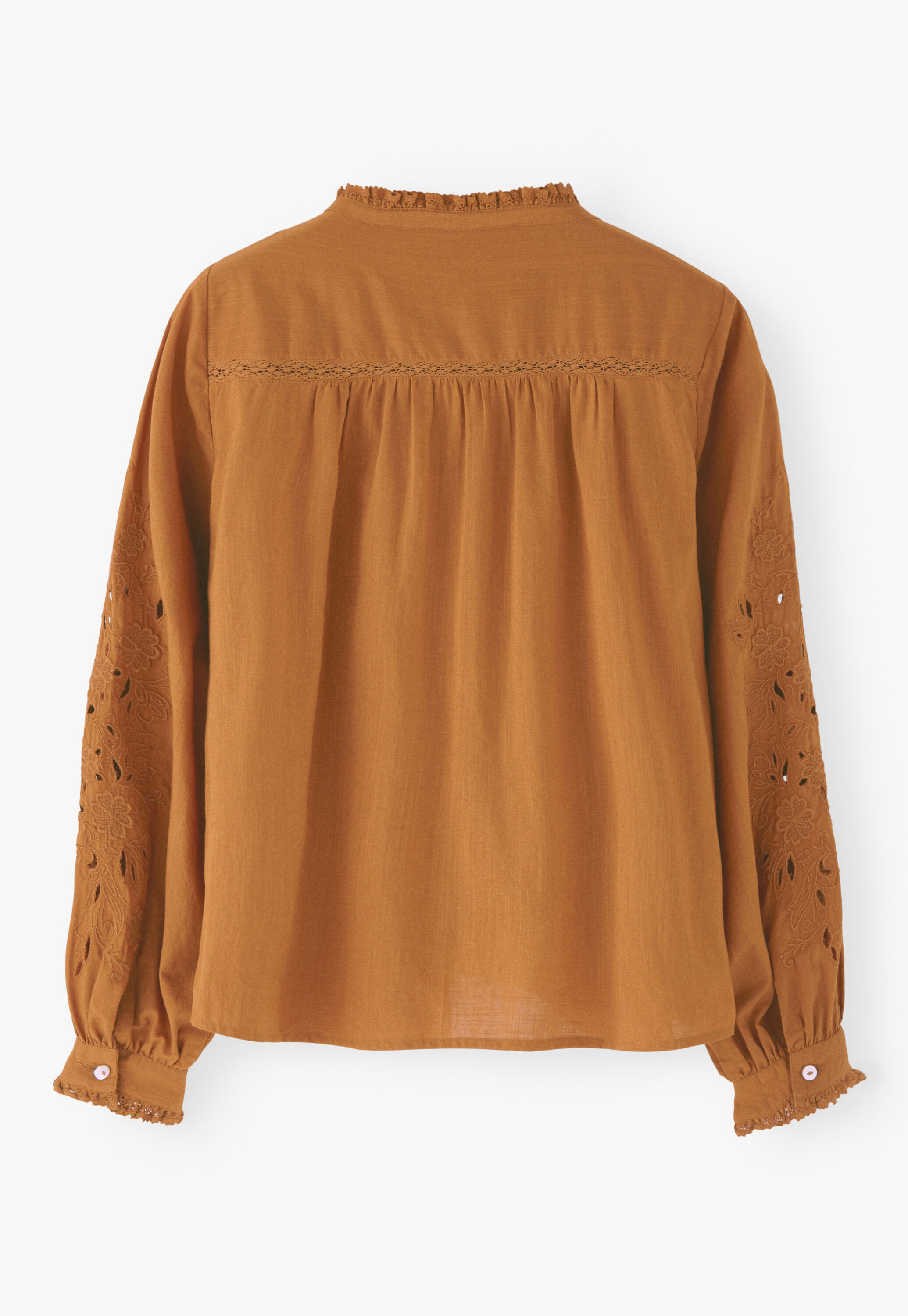 Bluse mit Spitze und Biesen