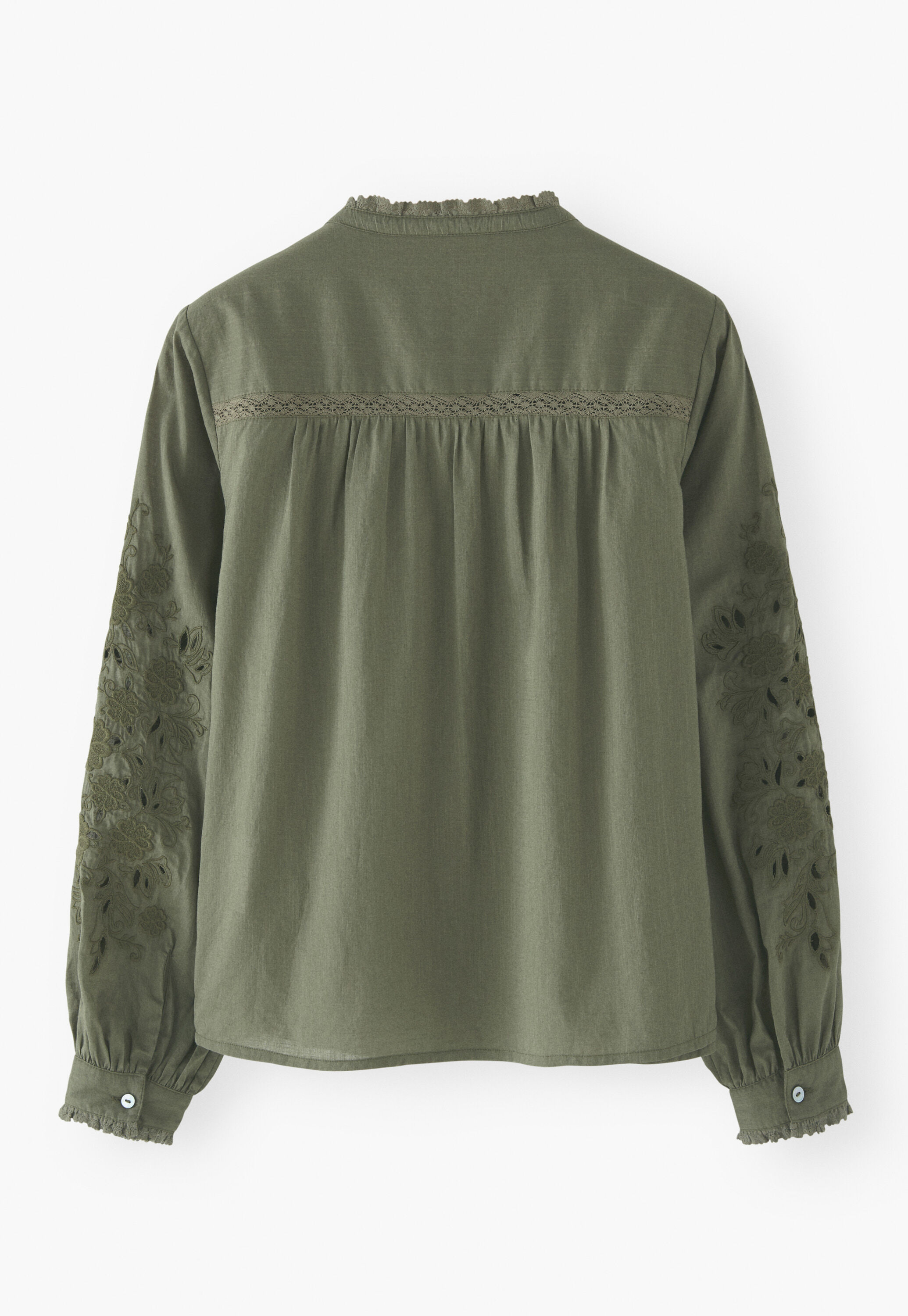 Bluse mit Spitze und Biesen