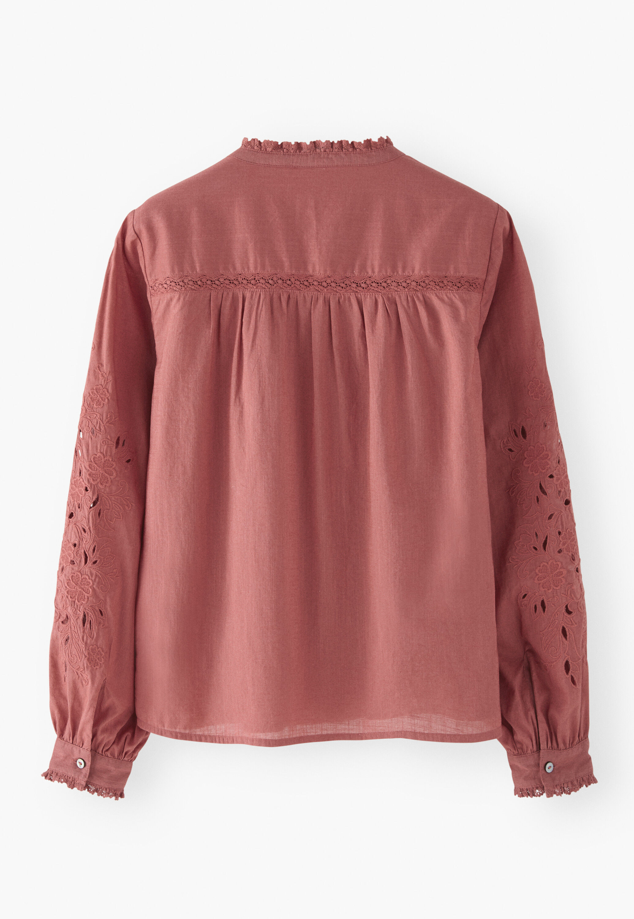 Bluse mit Spitze und Biesen