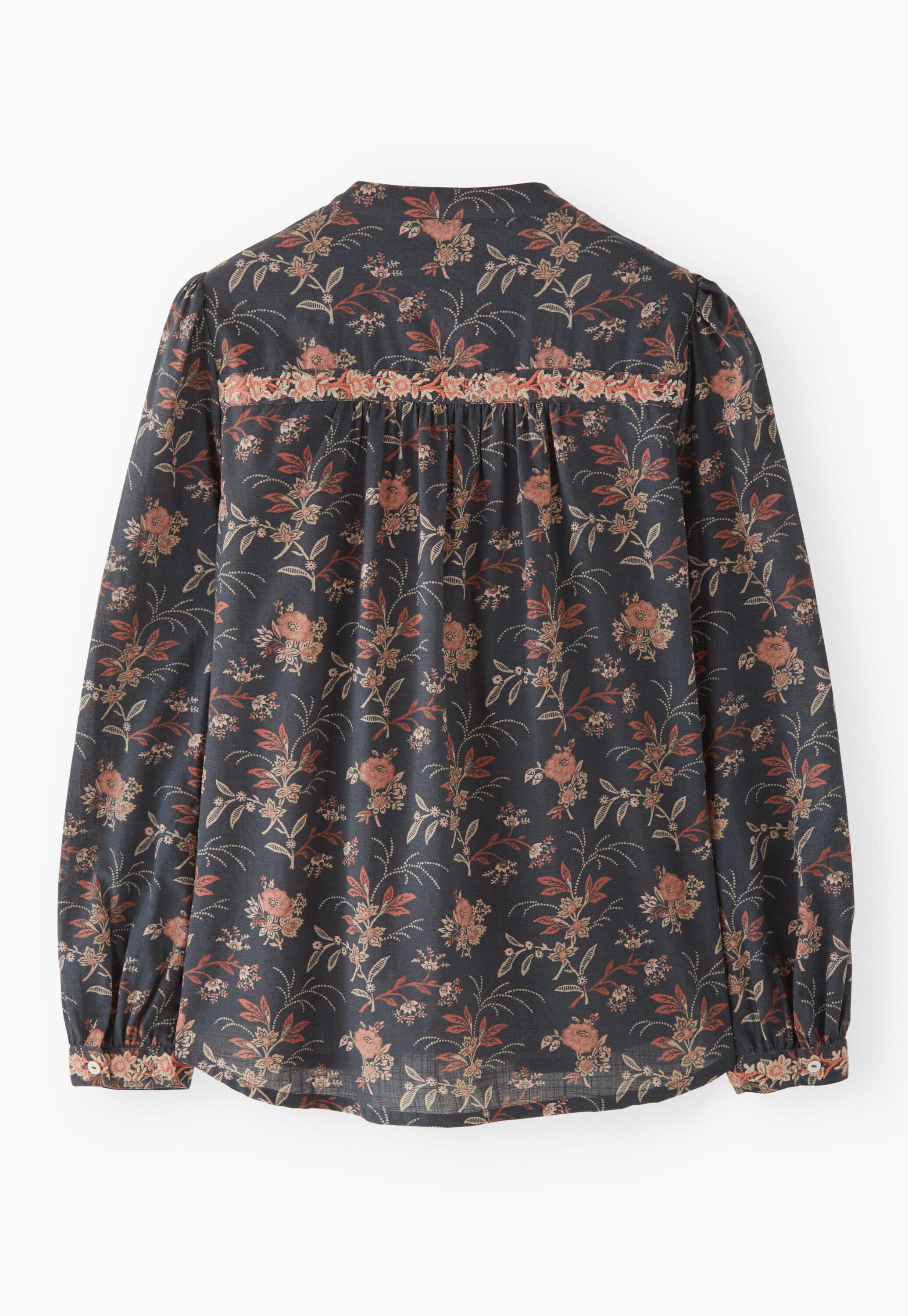 Bestickte Bluse mit Print