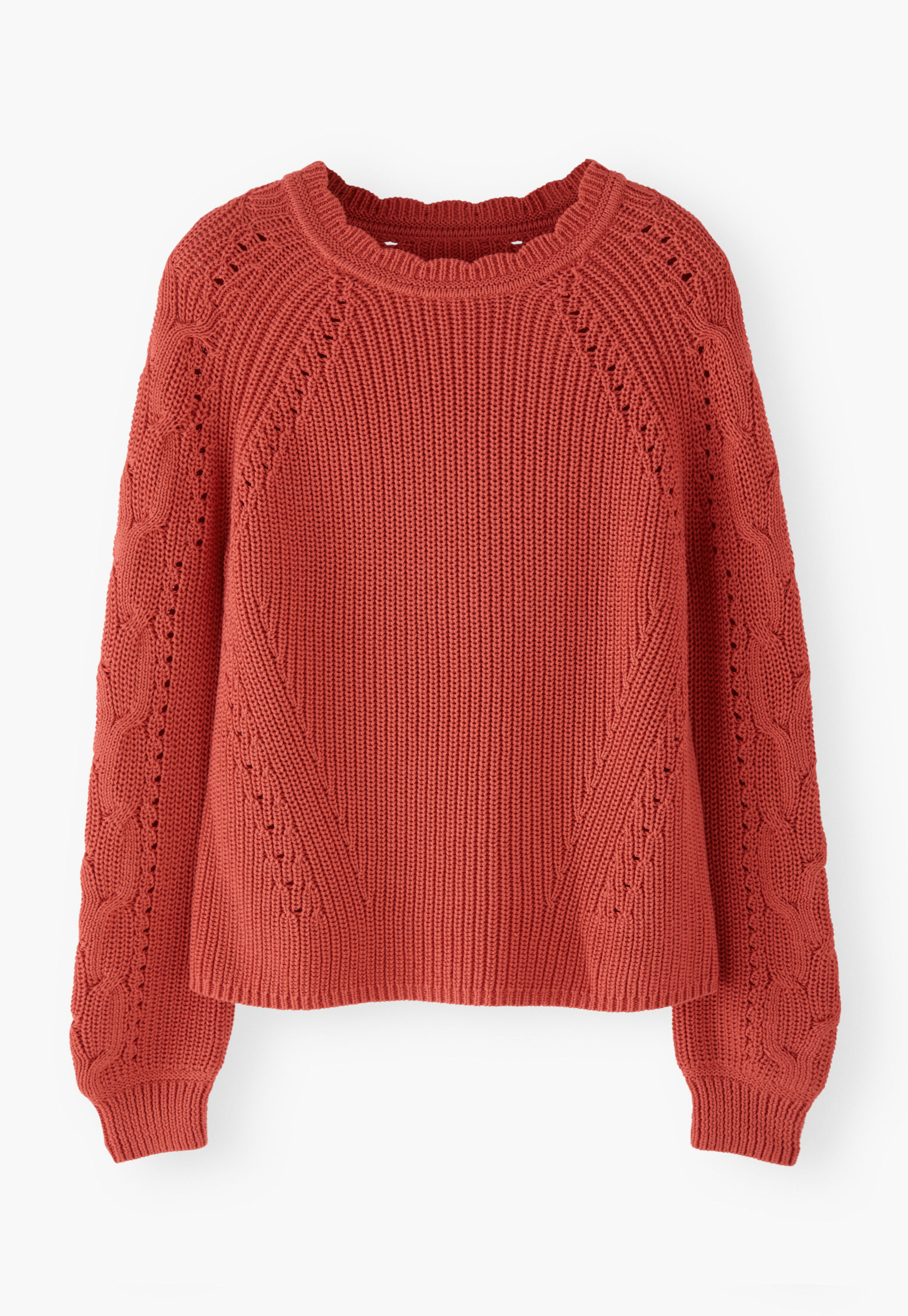 Pullover mit Zopfmuster&auml;rmeln