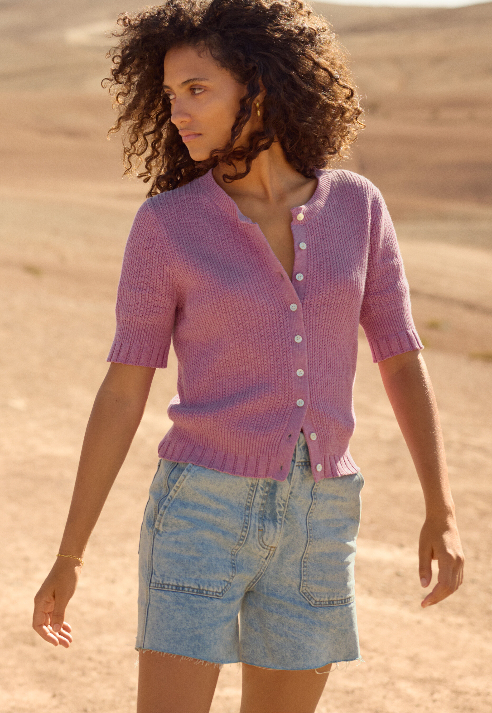Shorts mit unvers&auml;ubertem Saum aus Denim