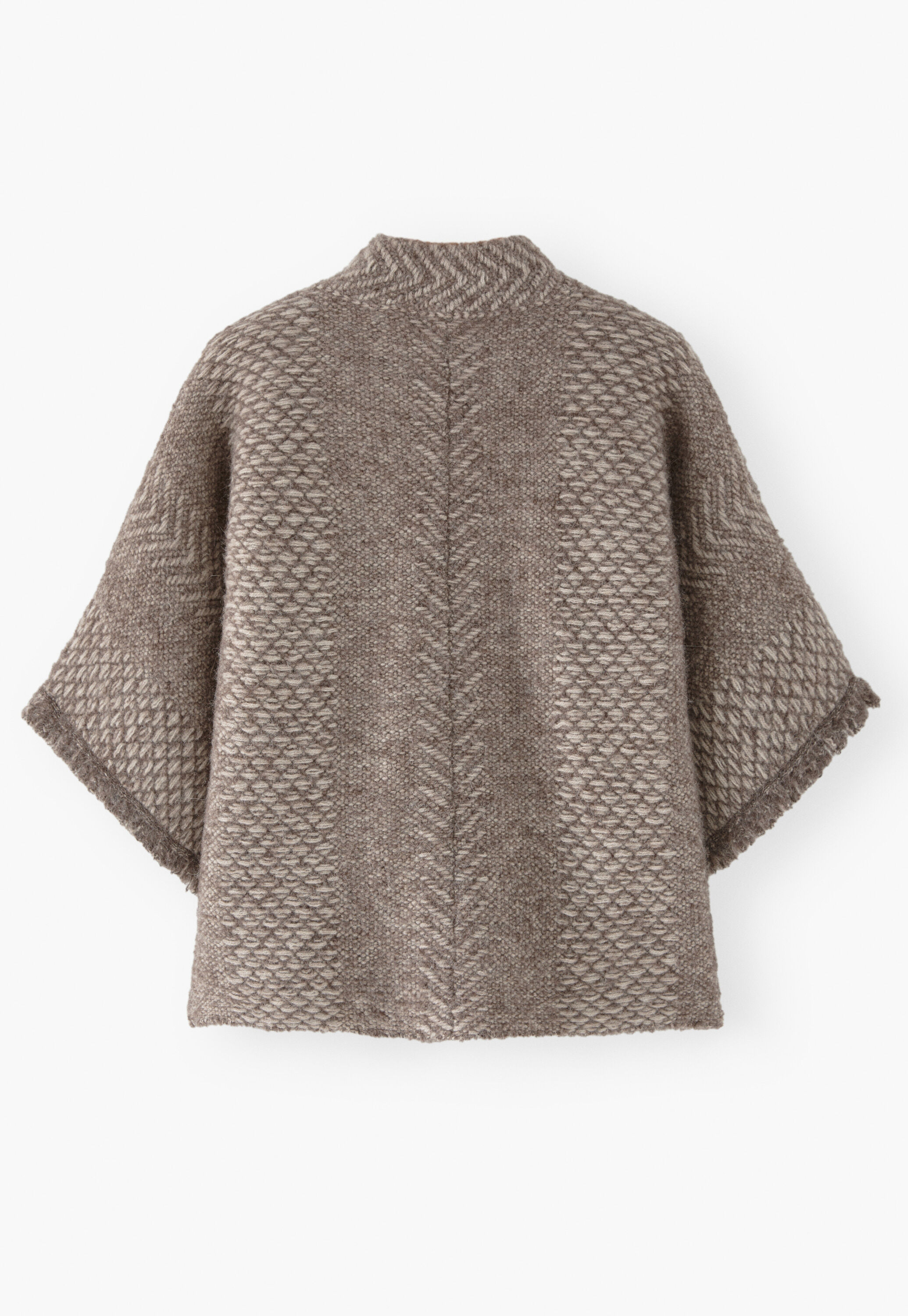Poncho im Fischgr&auml;tmuster