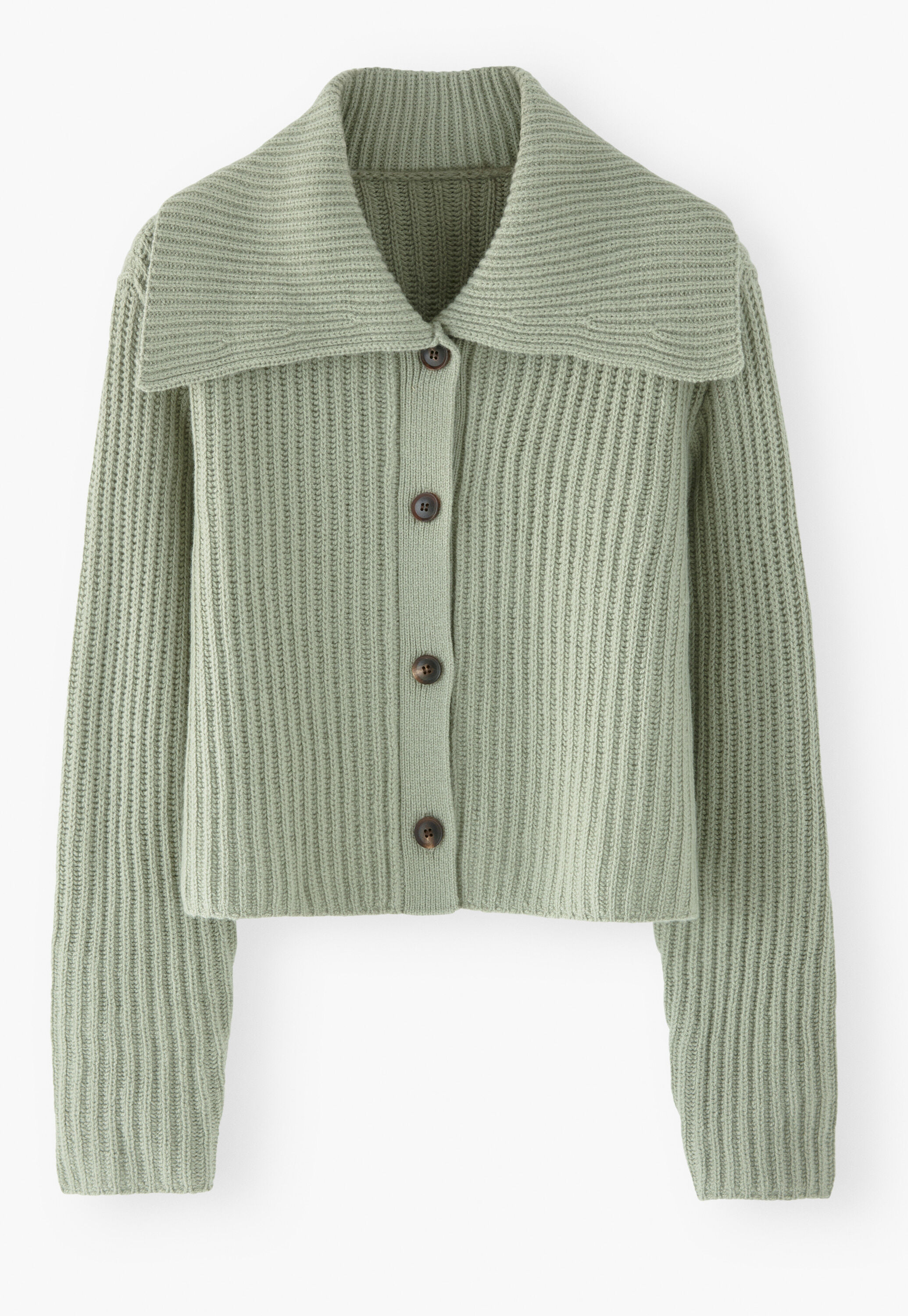 Ripp-Cardigan mit Kragen