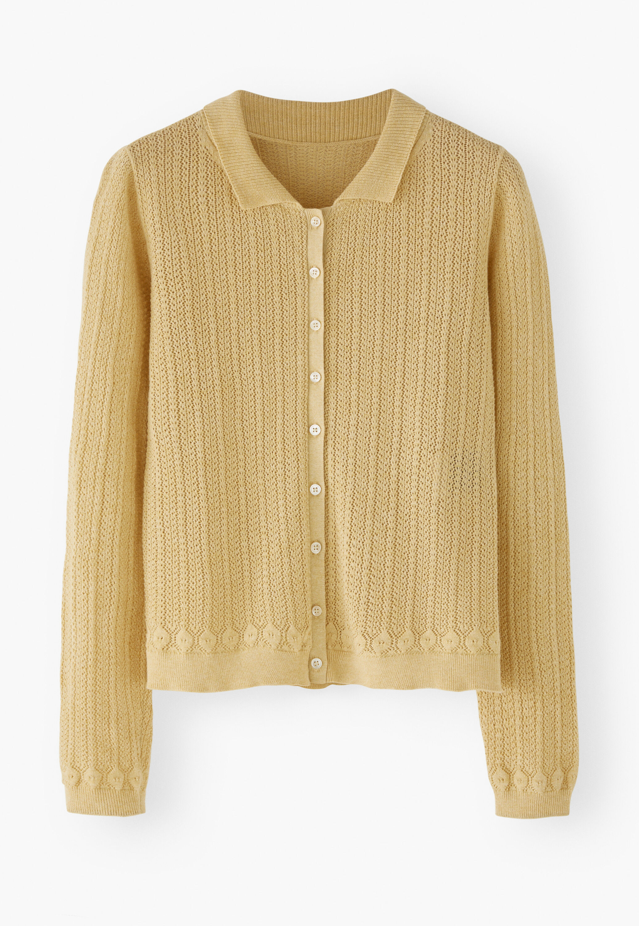 Spitzenmuster-Cardigan mit Kragen