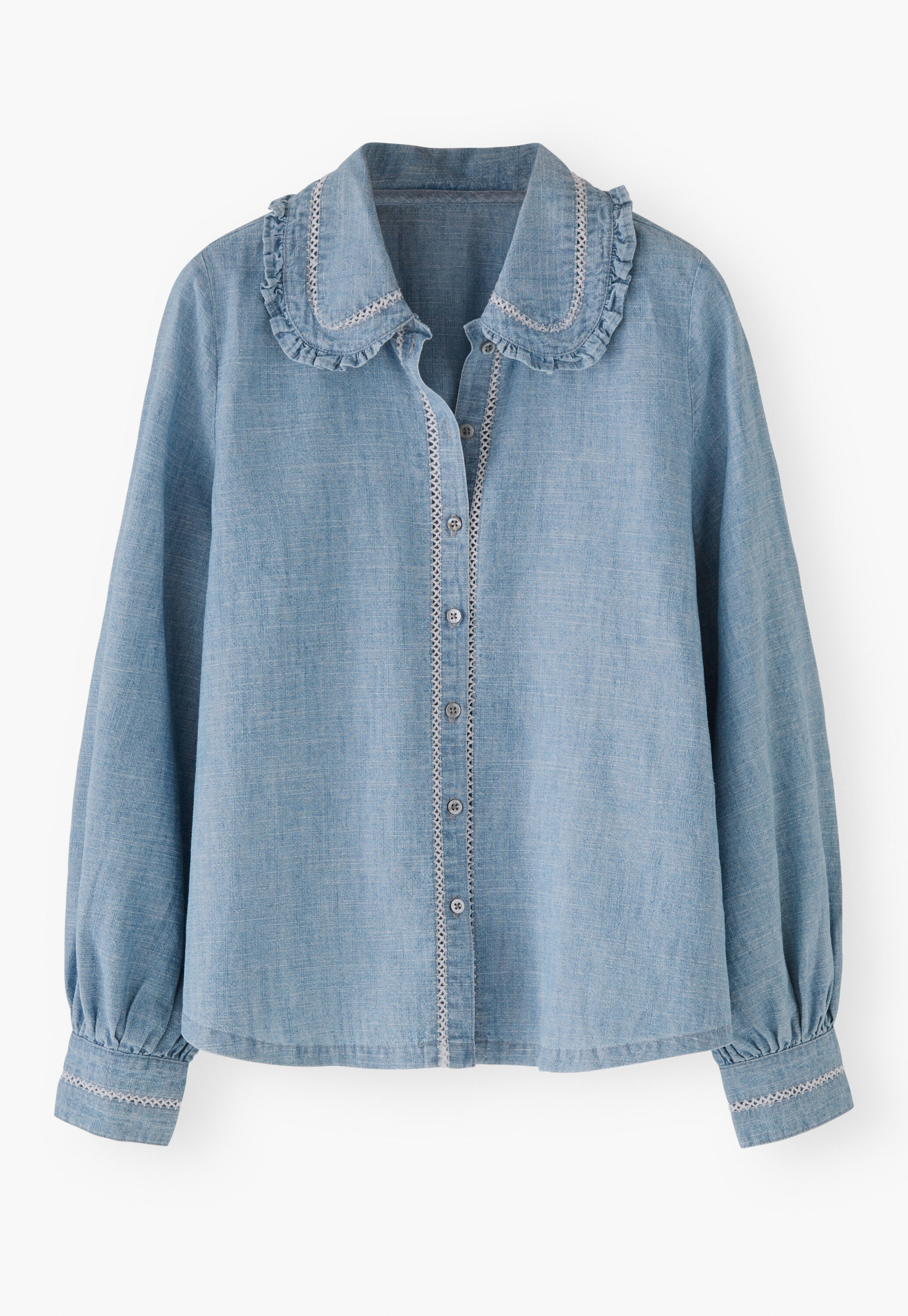 Bluse mit R&uuml;schenkragen
