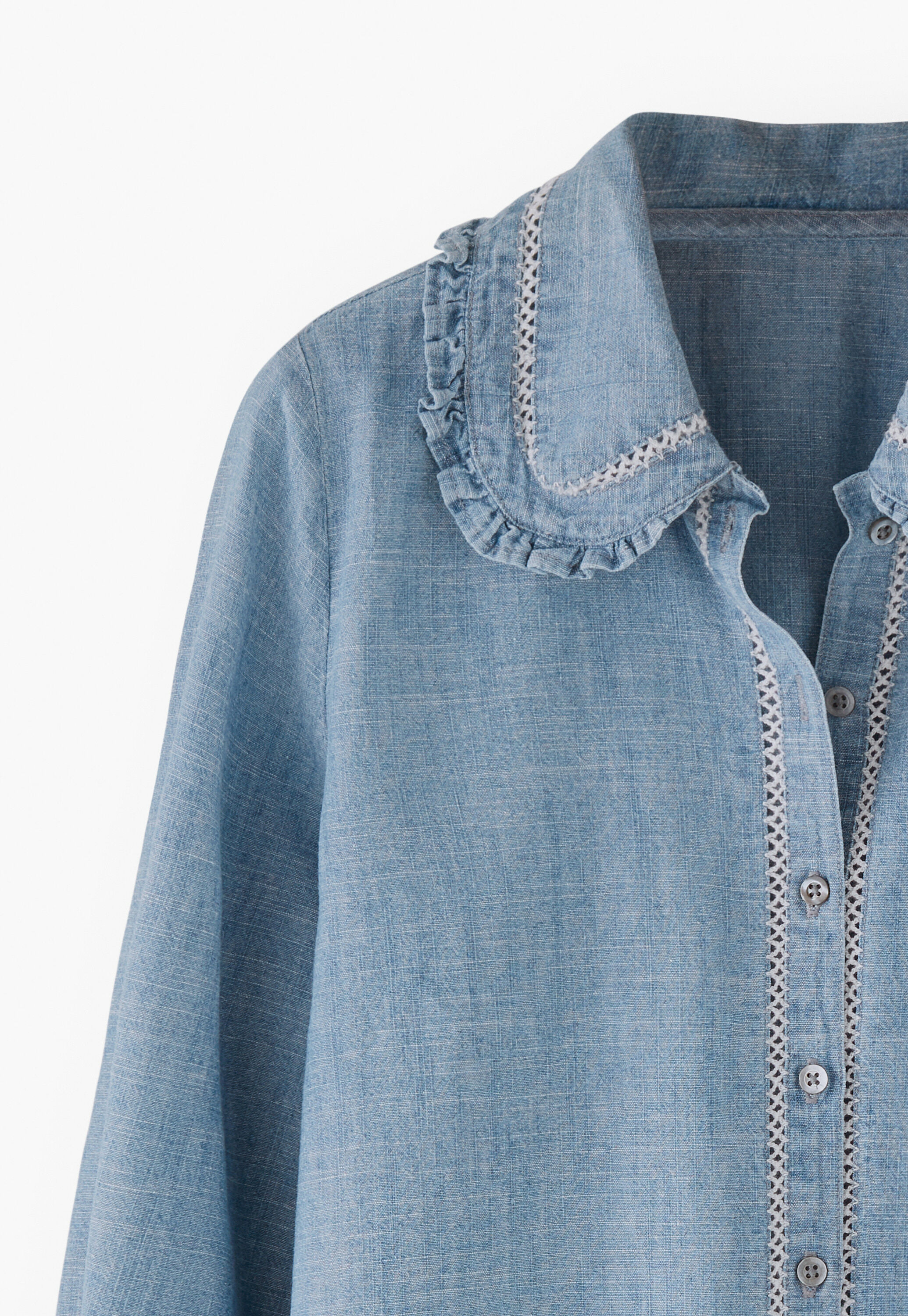 Bluse mit R&uuml;schenkragen