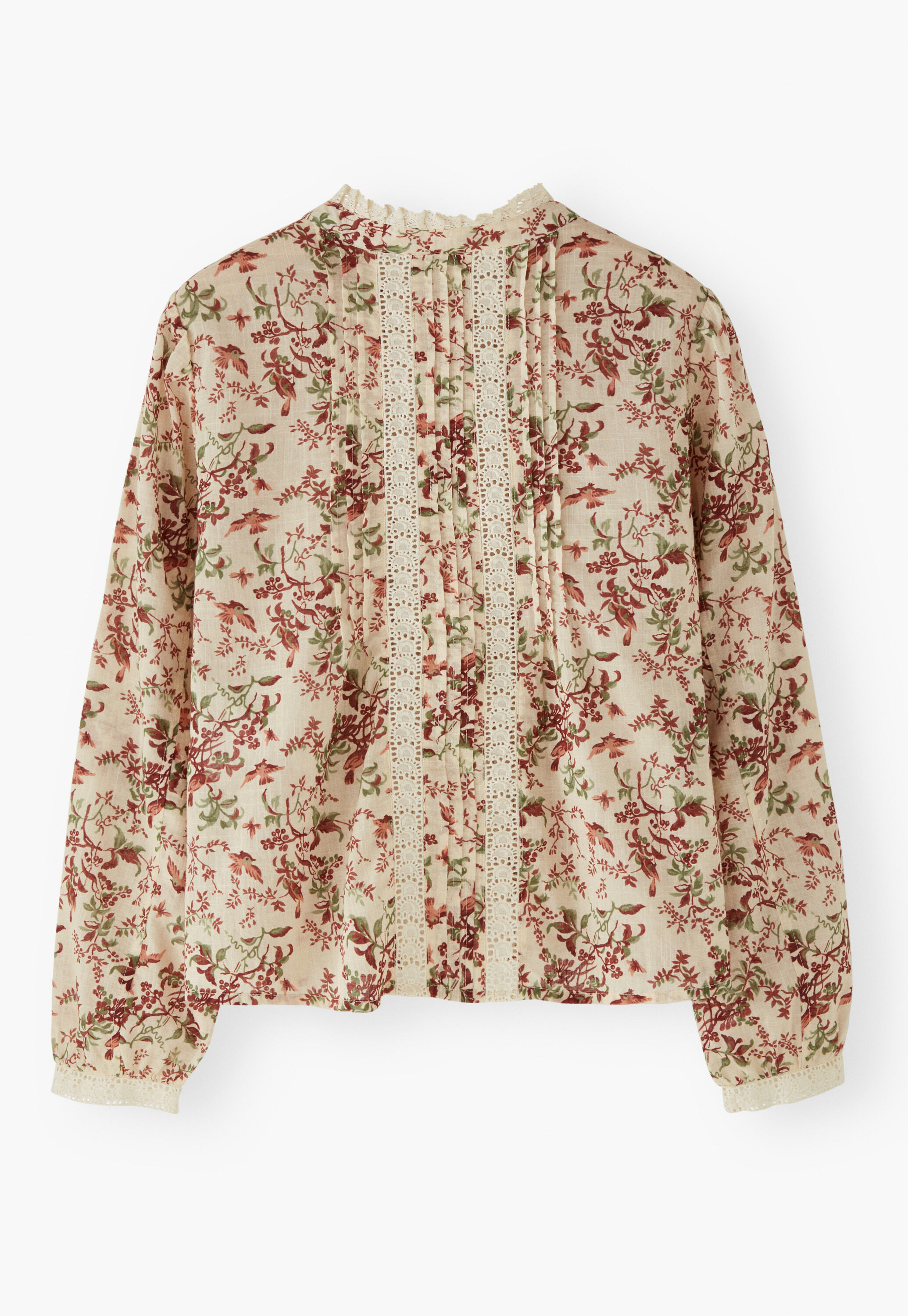 Print-Bluse mit Spitzendetail