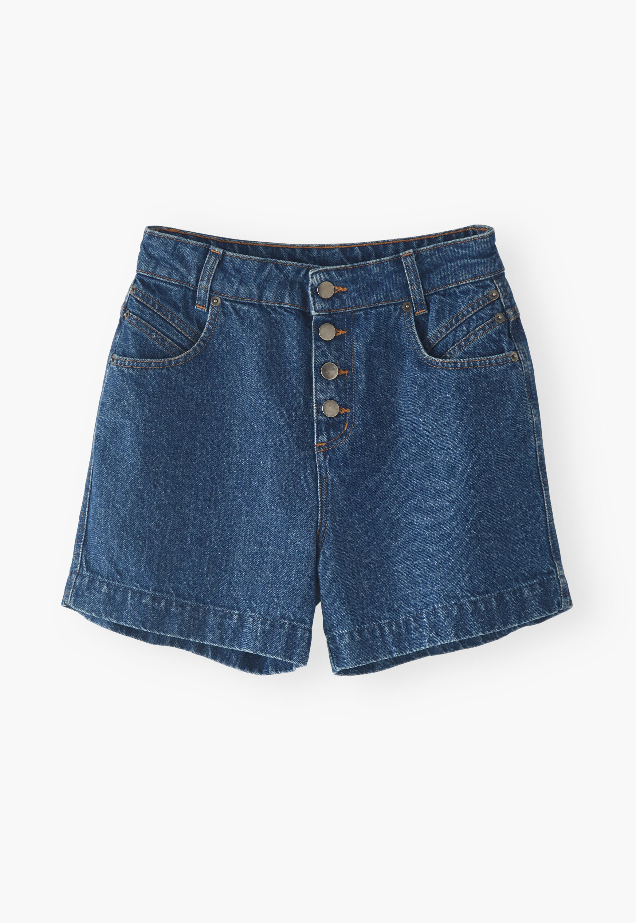 Denim-Shorts mit hoher Taille