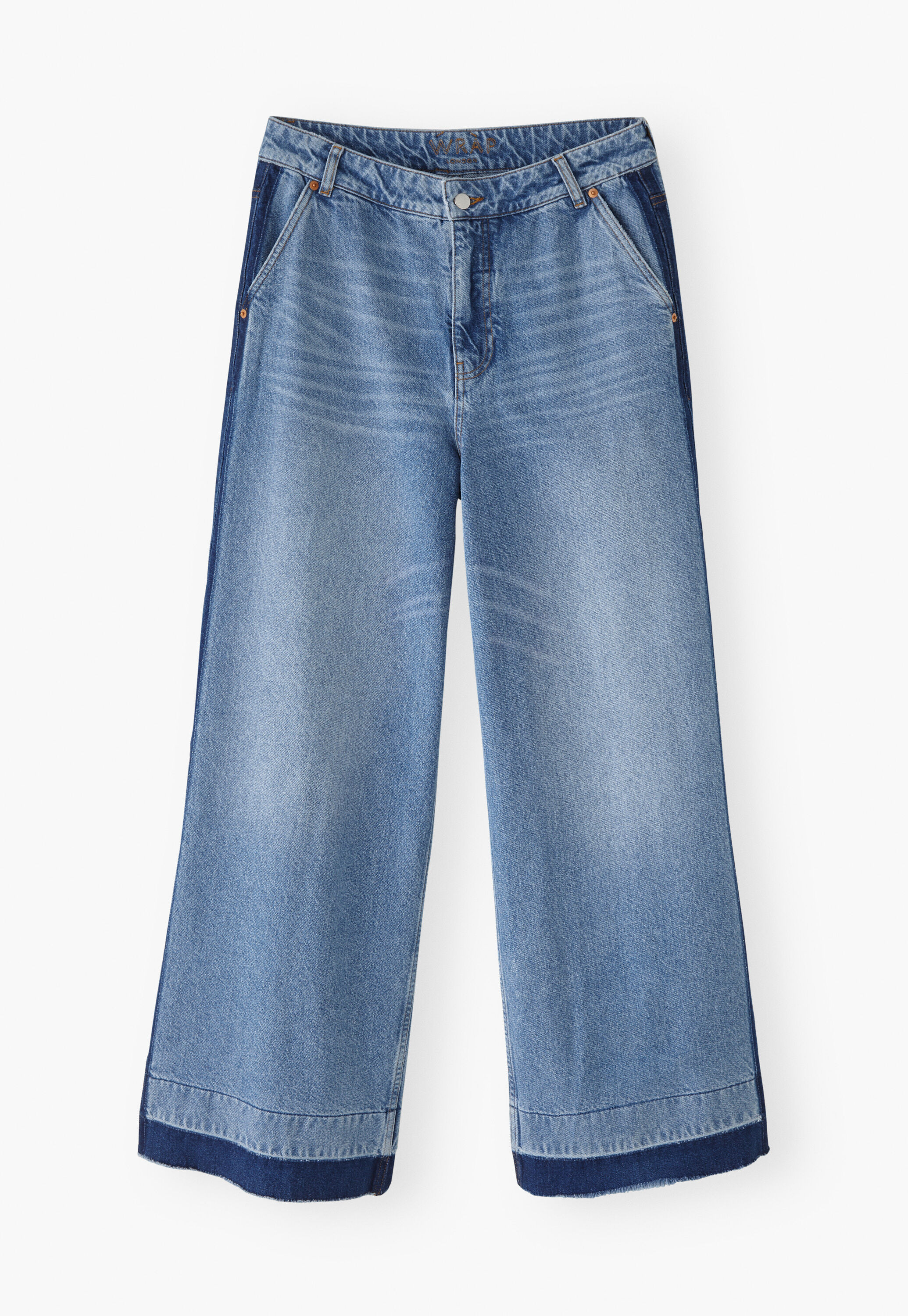 Jeans mit weitem Bein und Nahtstreifen