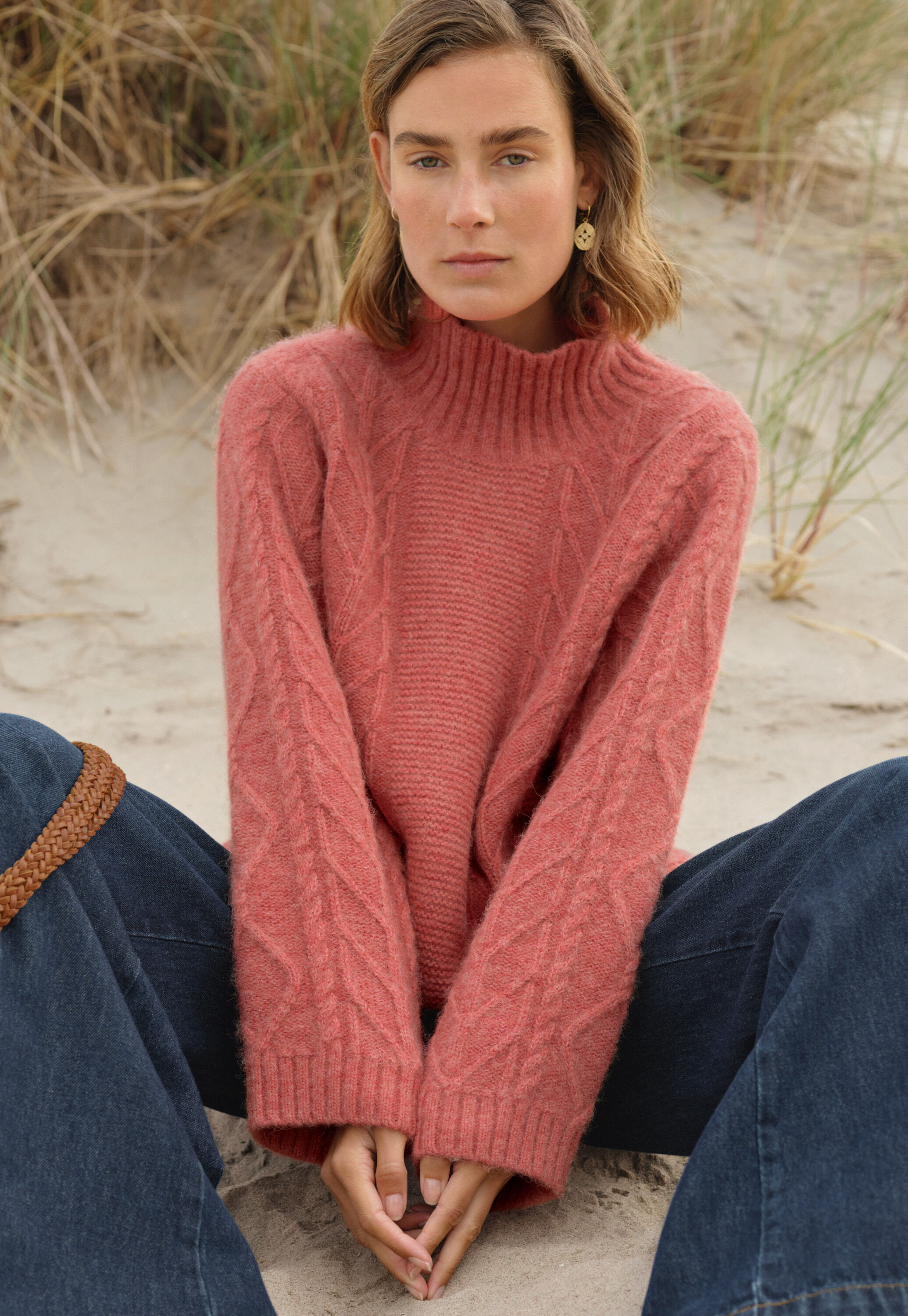 Zopfmuster-Pullover