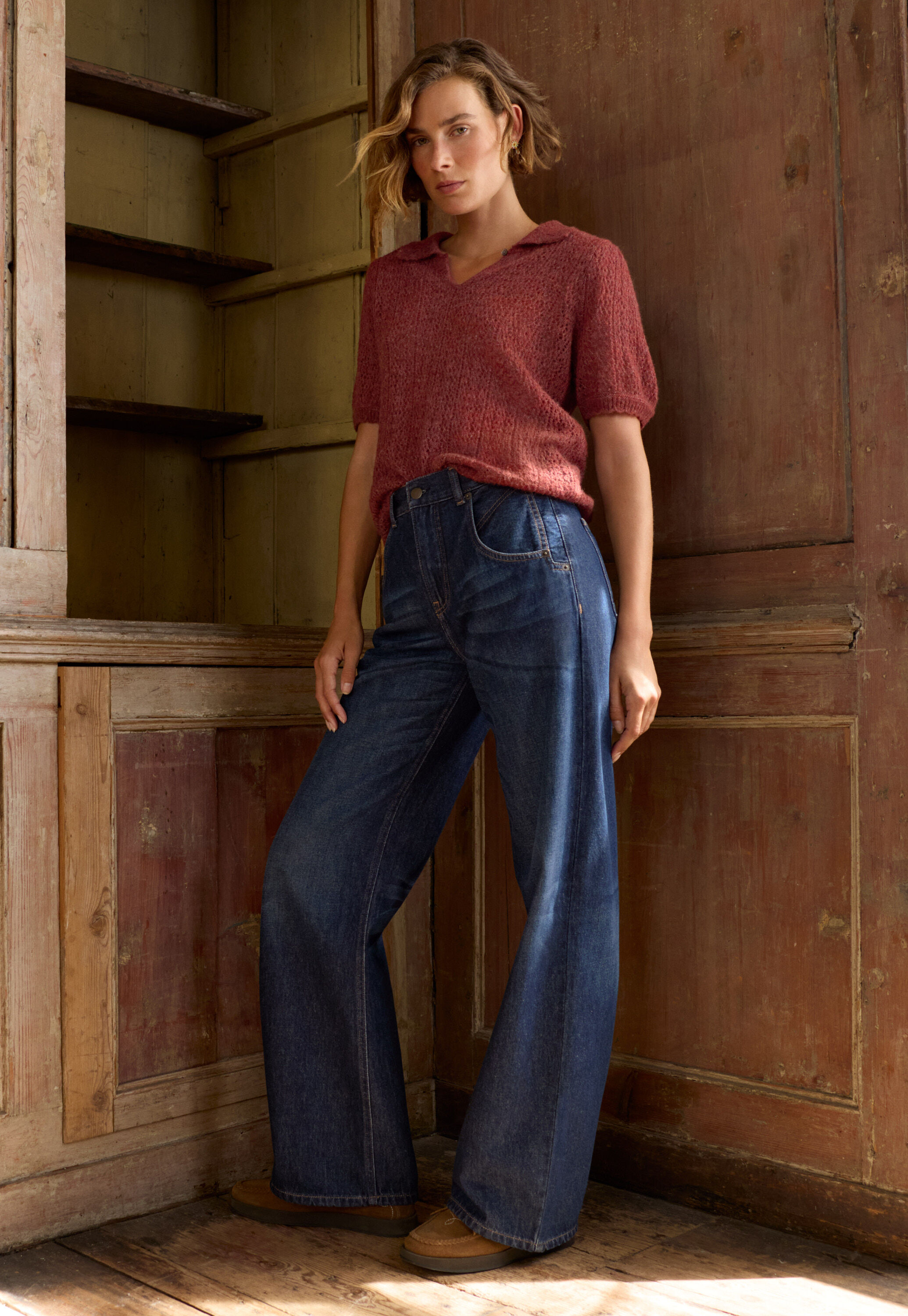 Jeans mit geradem Bein, Dunkle Waschung, large