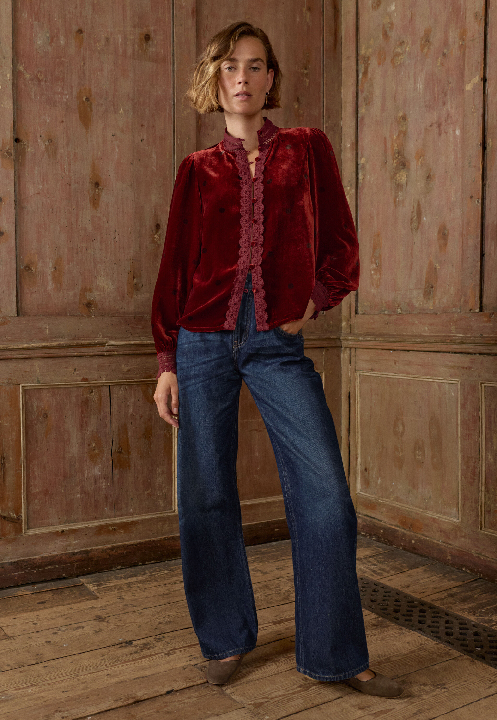 Samtbluse, Flammenrot, large