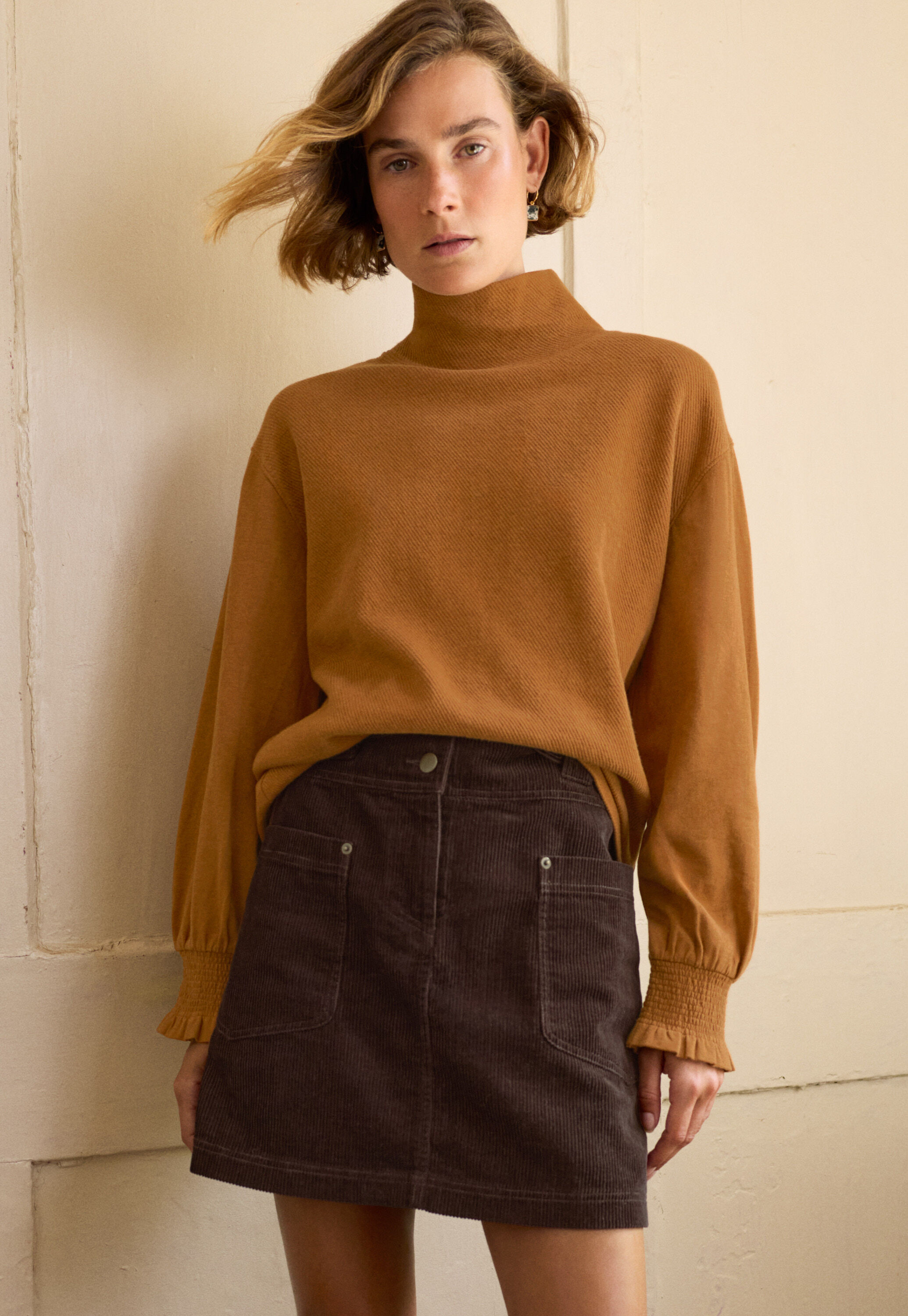 Sweatshirt mit hohem Kragen, Kupfer, large