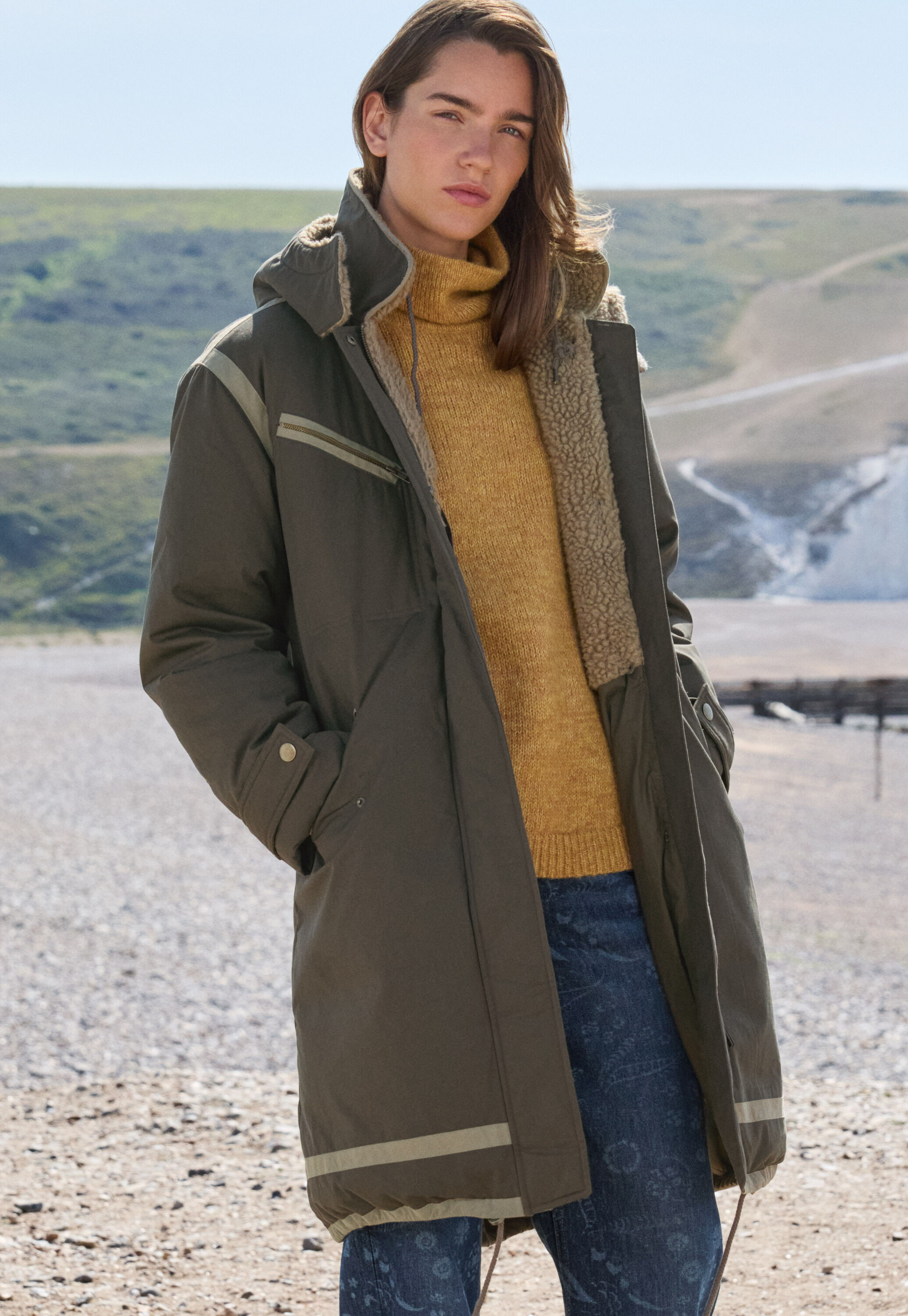 Raglanpullover mit hohem Kragen, Toskanische Sonne, large